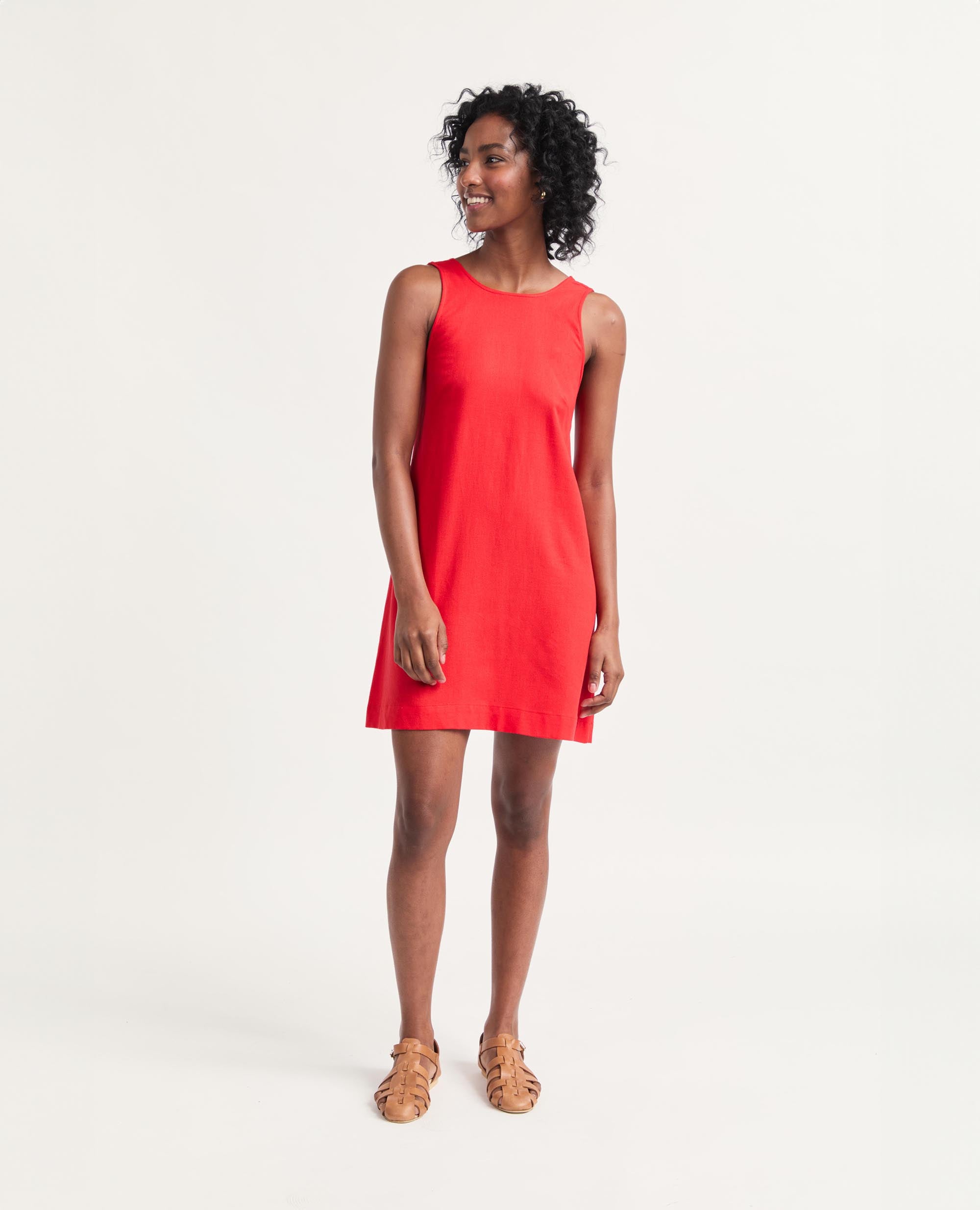 Mini | Sleeveless Open Back A-Line Dress | Red