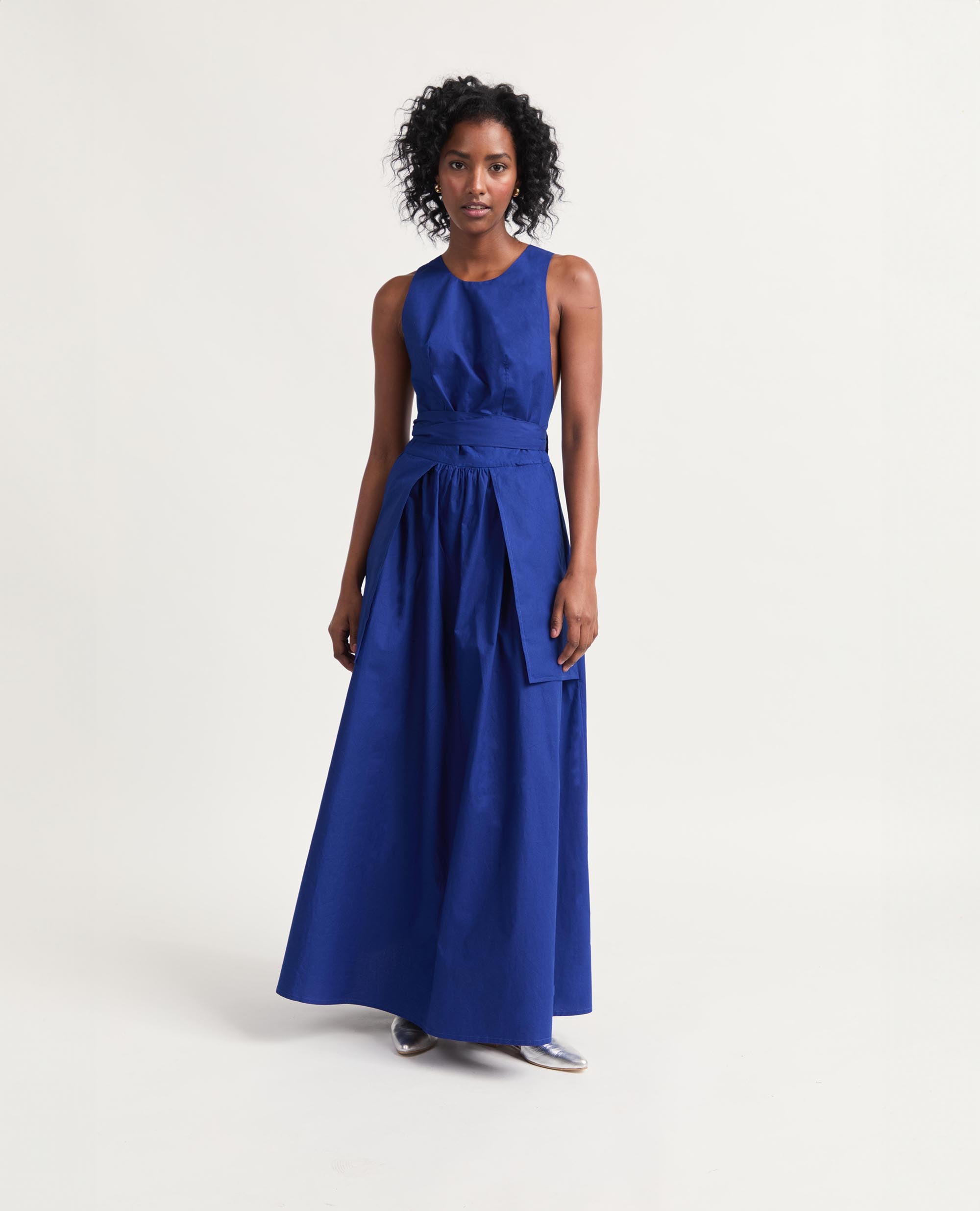 Sebastine | Three Way Tie Maxi Dress | Cobalt