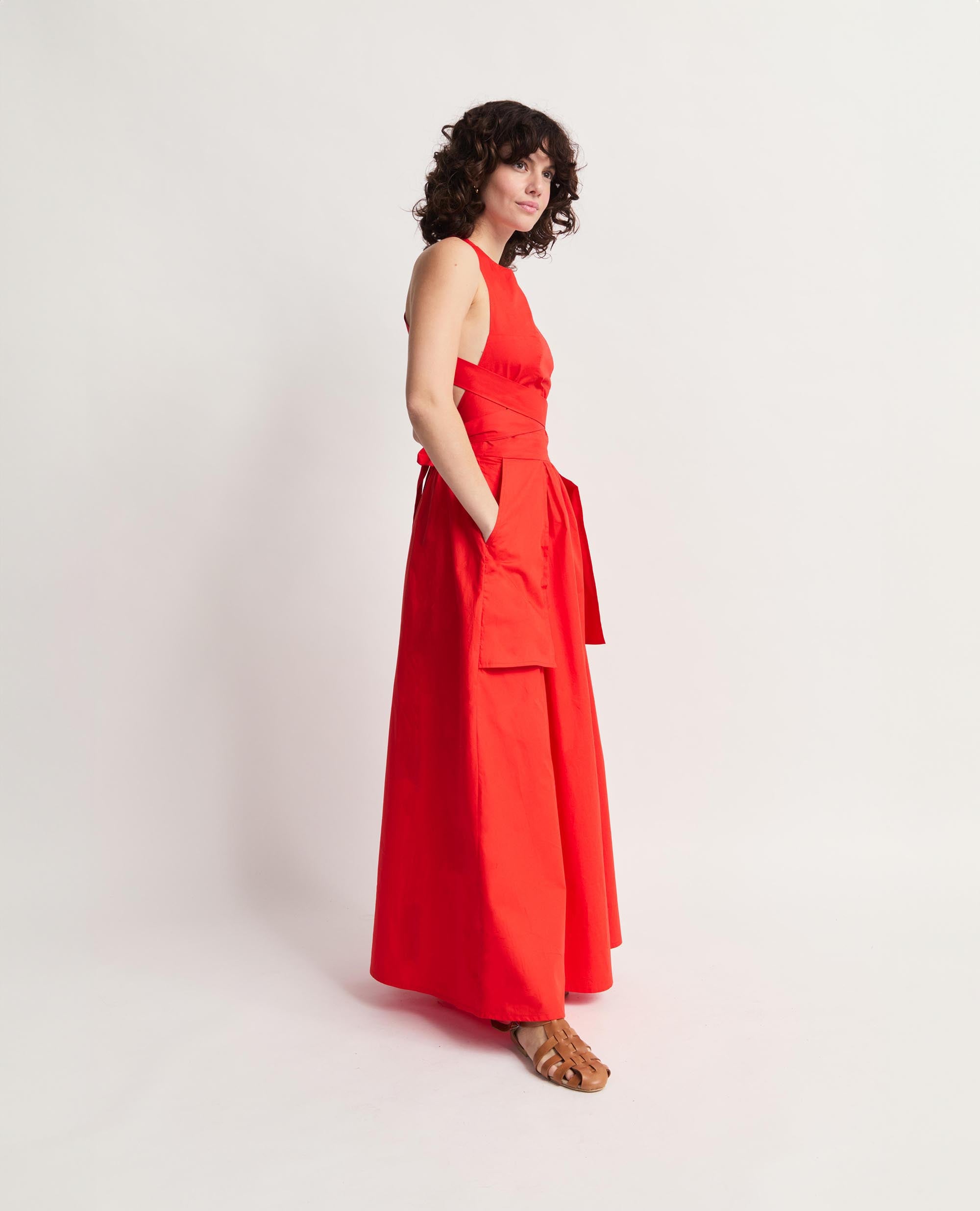 Sebastine | Three Way Tie Maxi Dress | Red