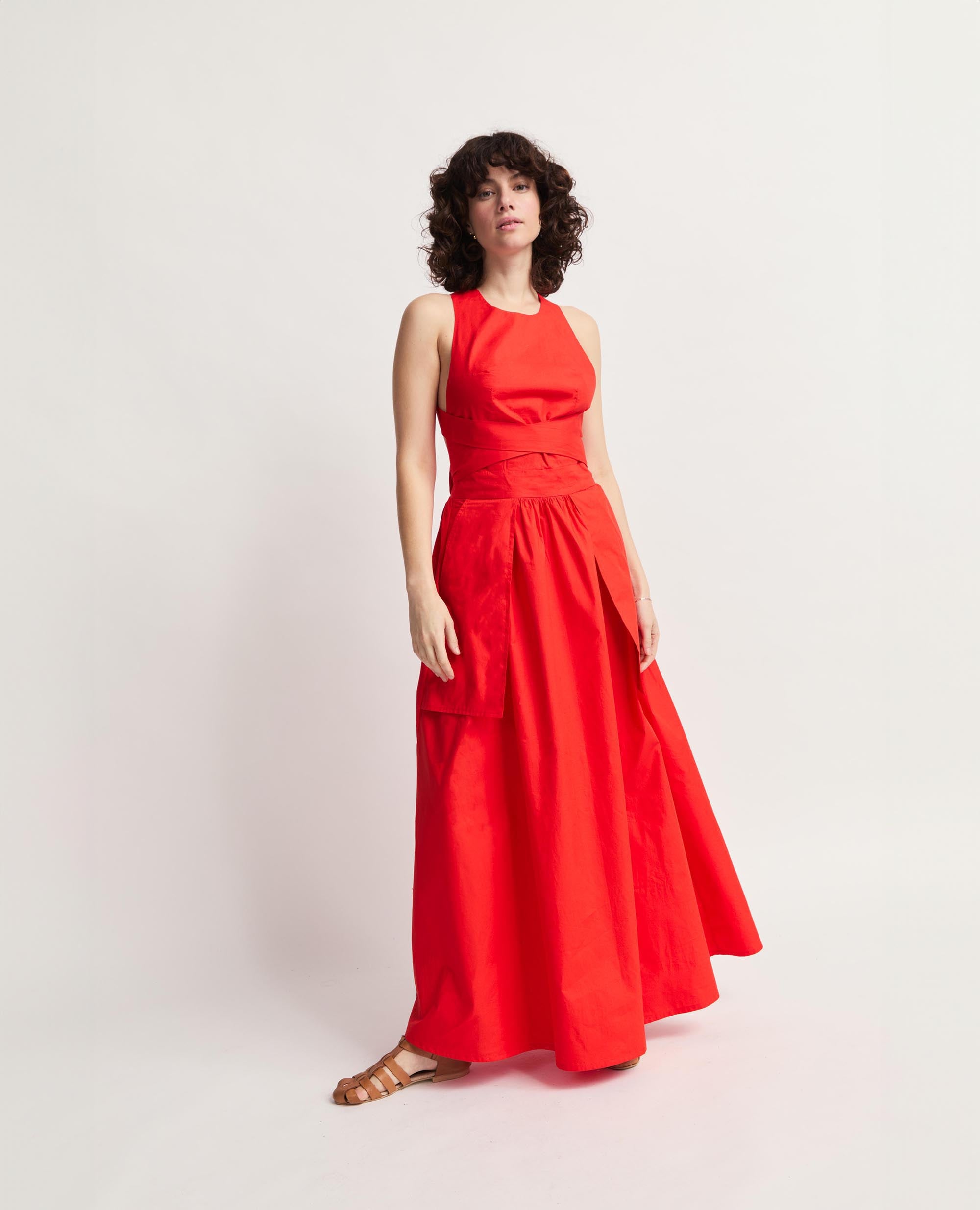 Sebastine | Three Way Tie Maxi Dress | Red