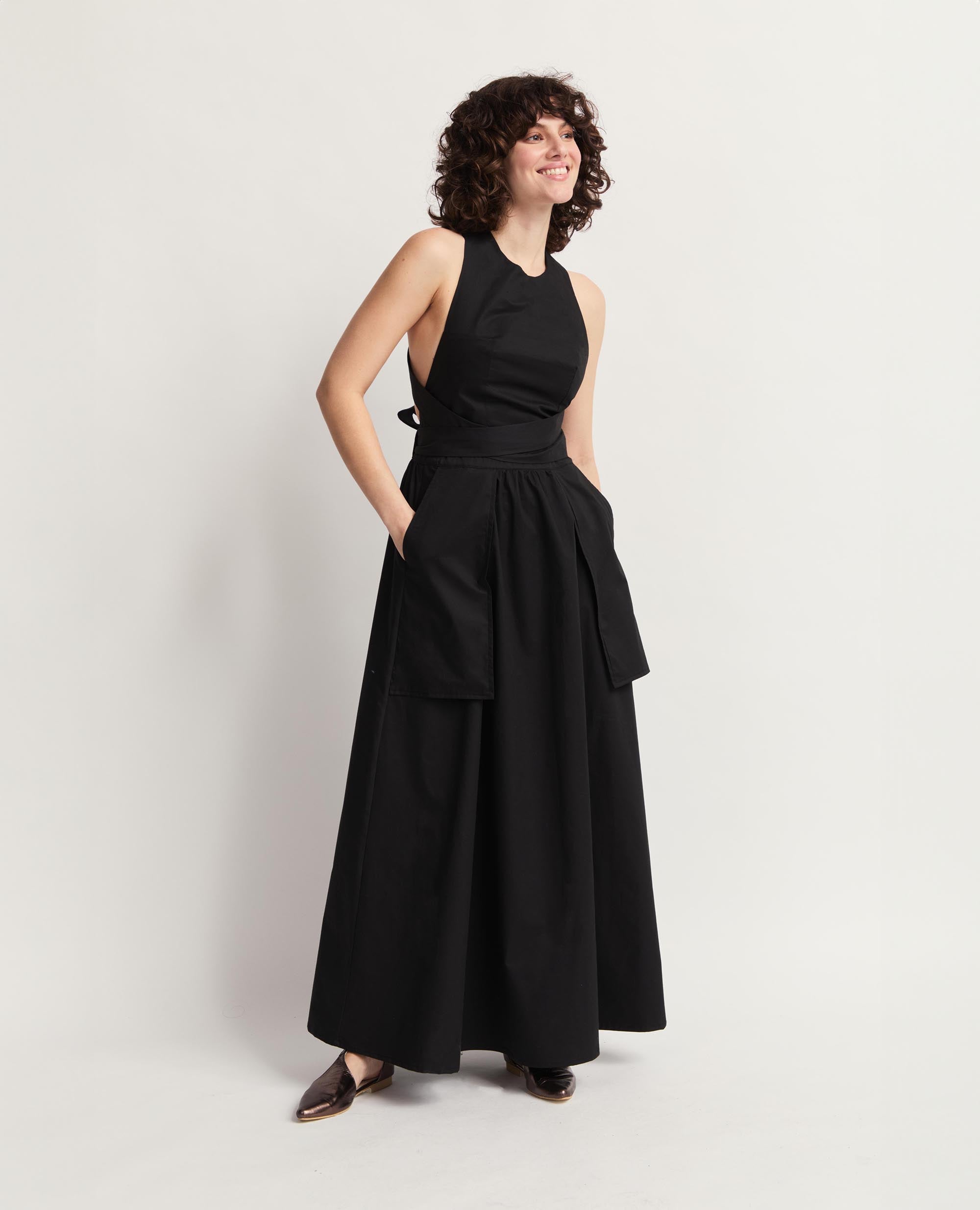 Sebastine | Three Way Tie Maxi Dress | Black