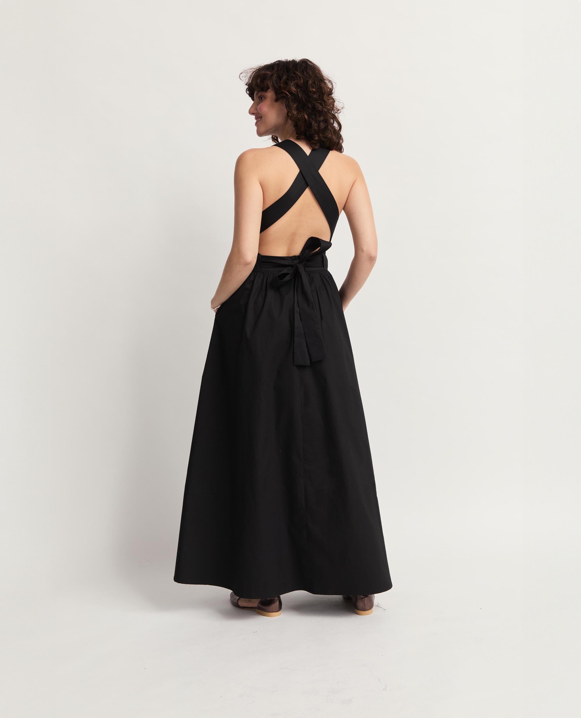 Sebastine | Three Way Tie Maxi Dress | Black