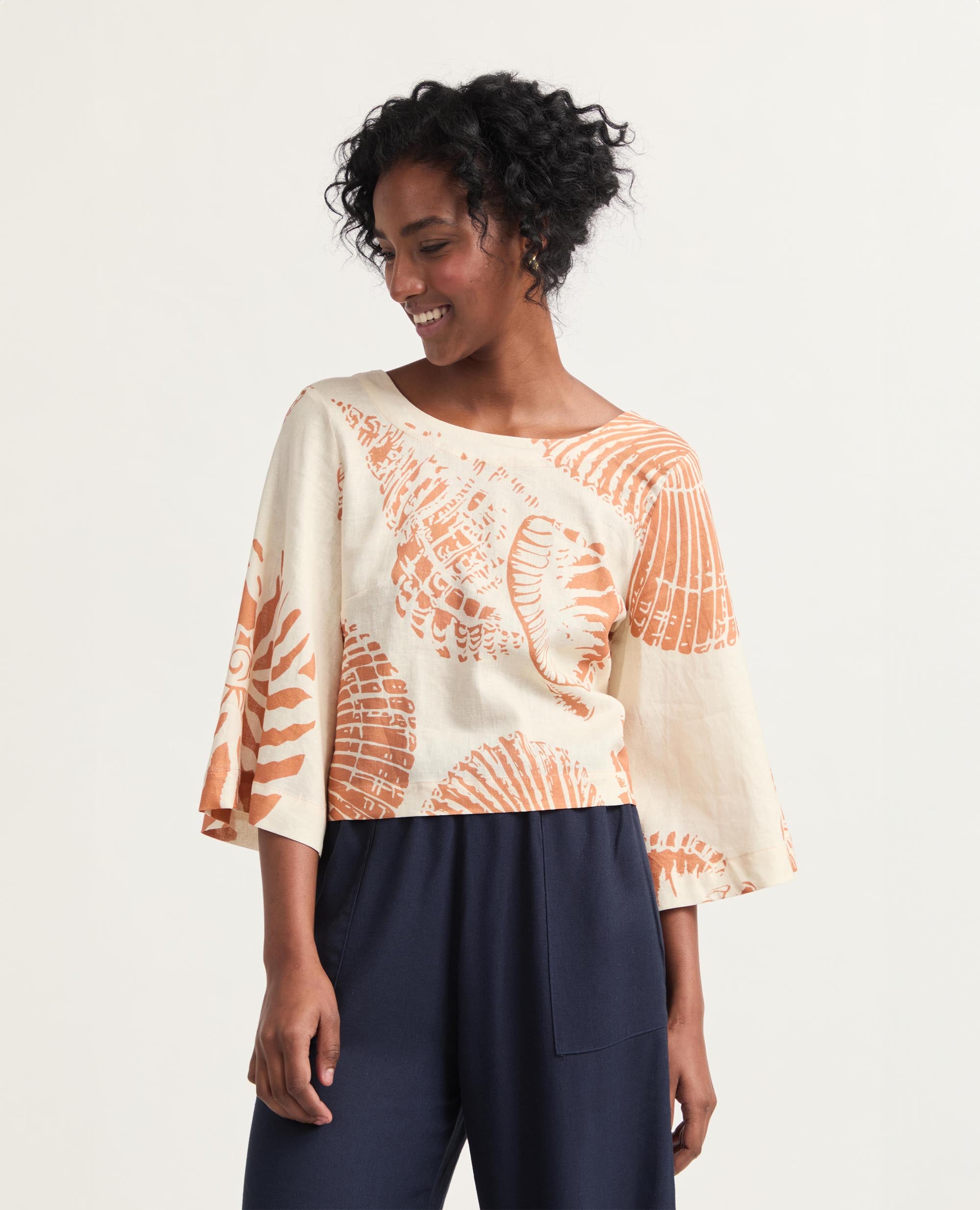 Dione | Open Back Blouse | Ivory & Saffron
