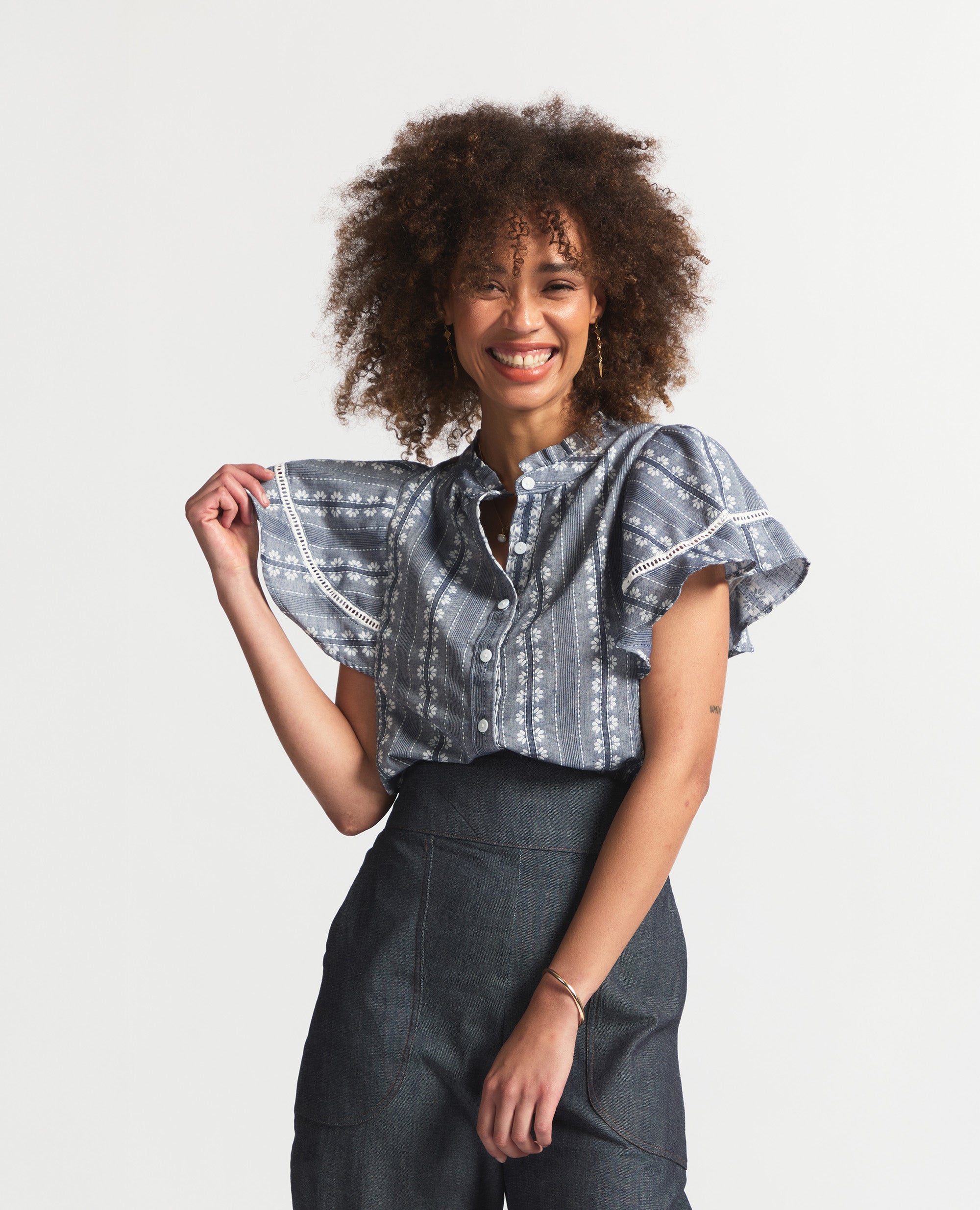 Lilia | Relaxed Blouse | Navy Flower