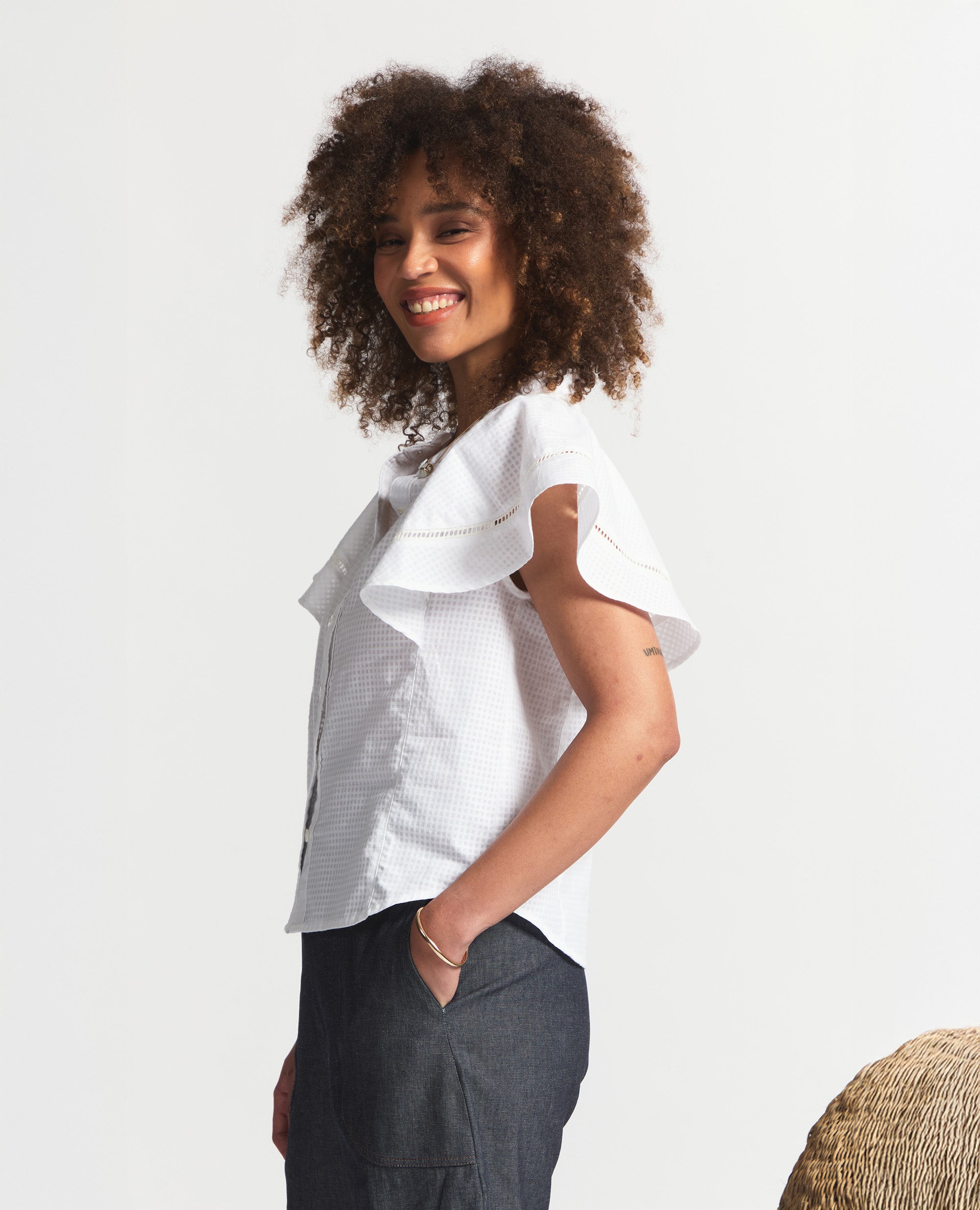 Lilia | Relaxed Blouse | White Check