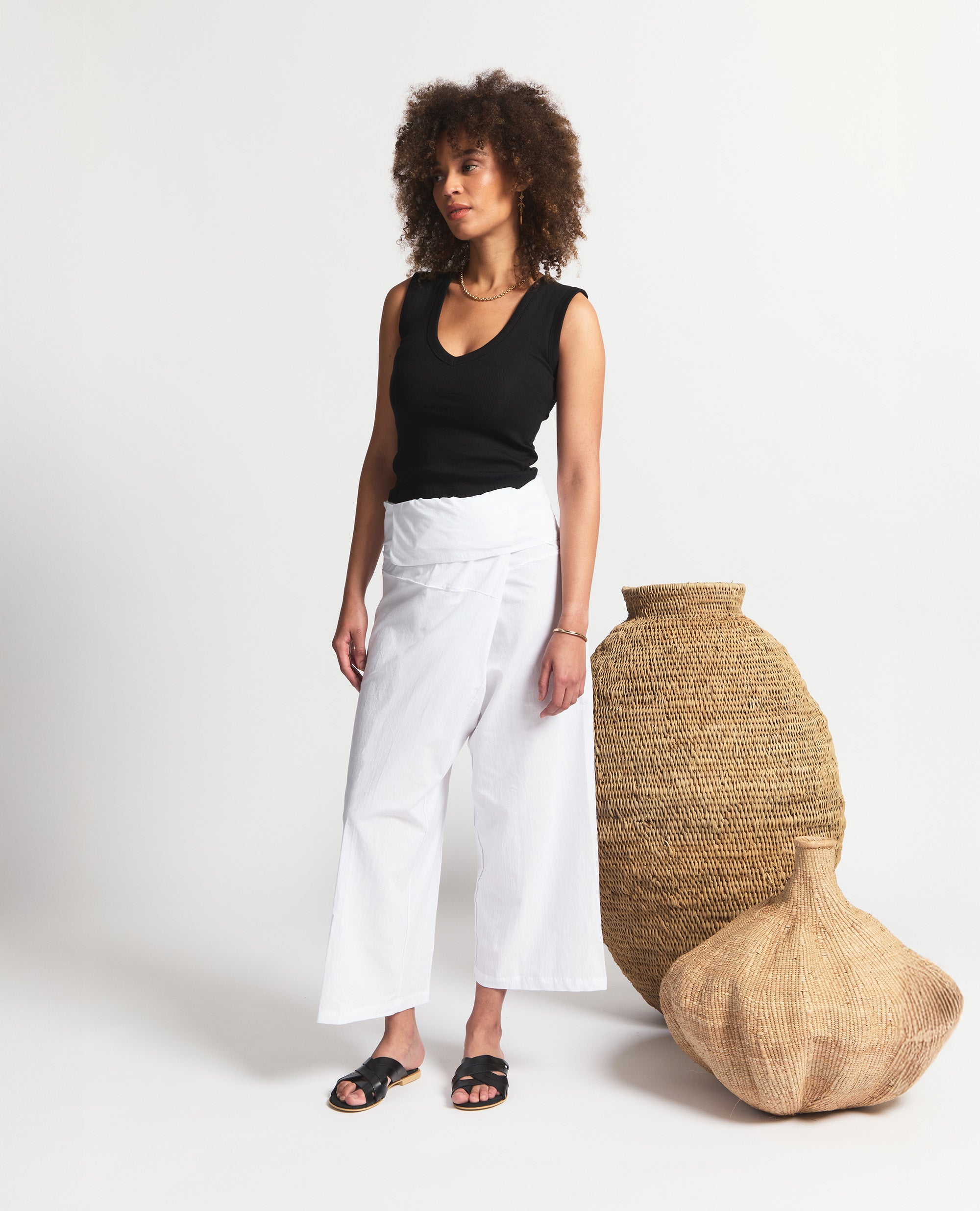 Chai | Wrap Pants | White