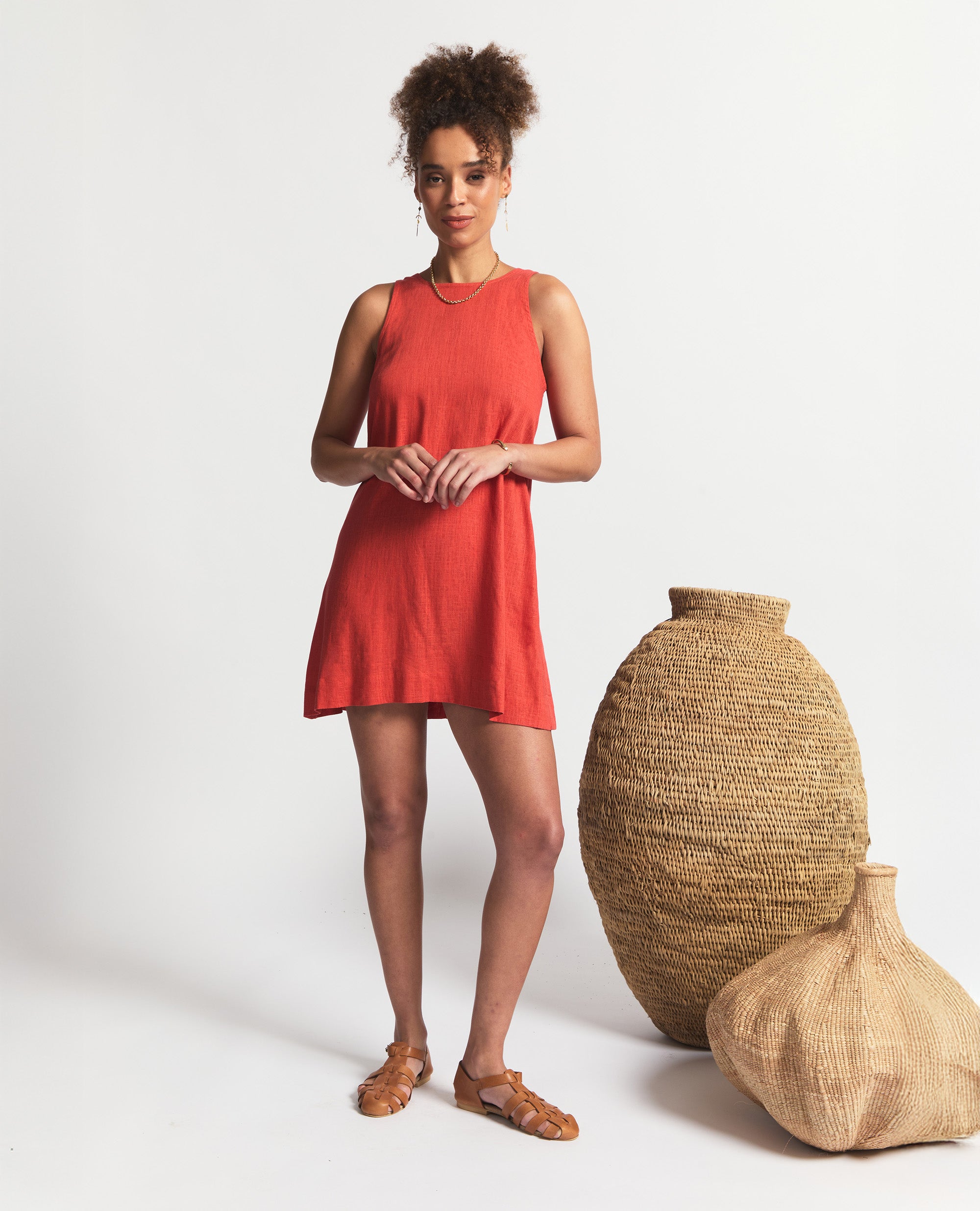 Mini | Sleeveless Open Back A-Line Dress | Berry
