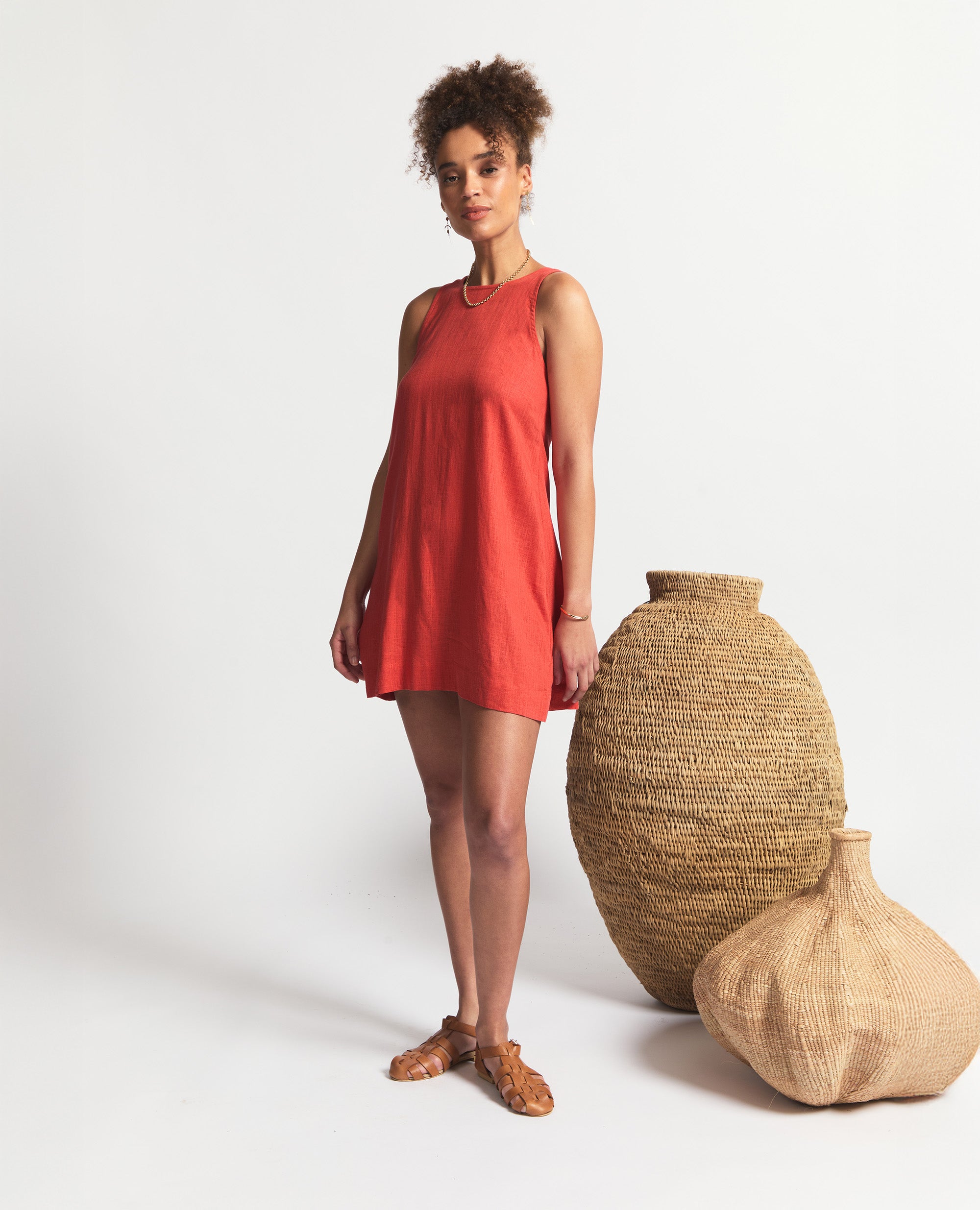 Mini | Sleeveless Open Back A-Line Dress | Berry