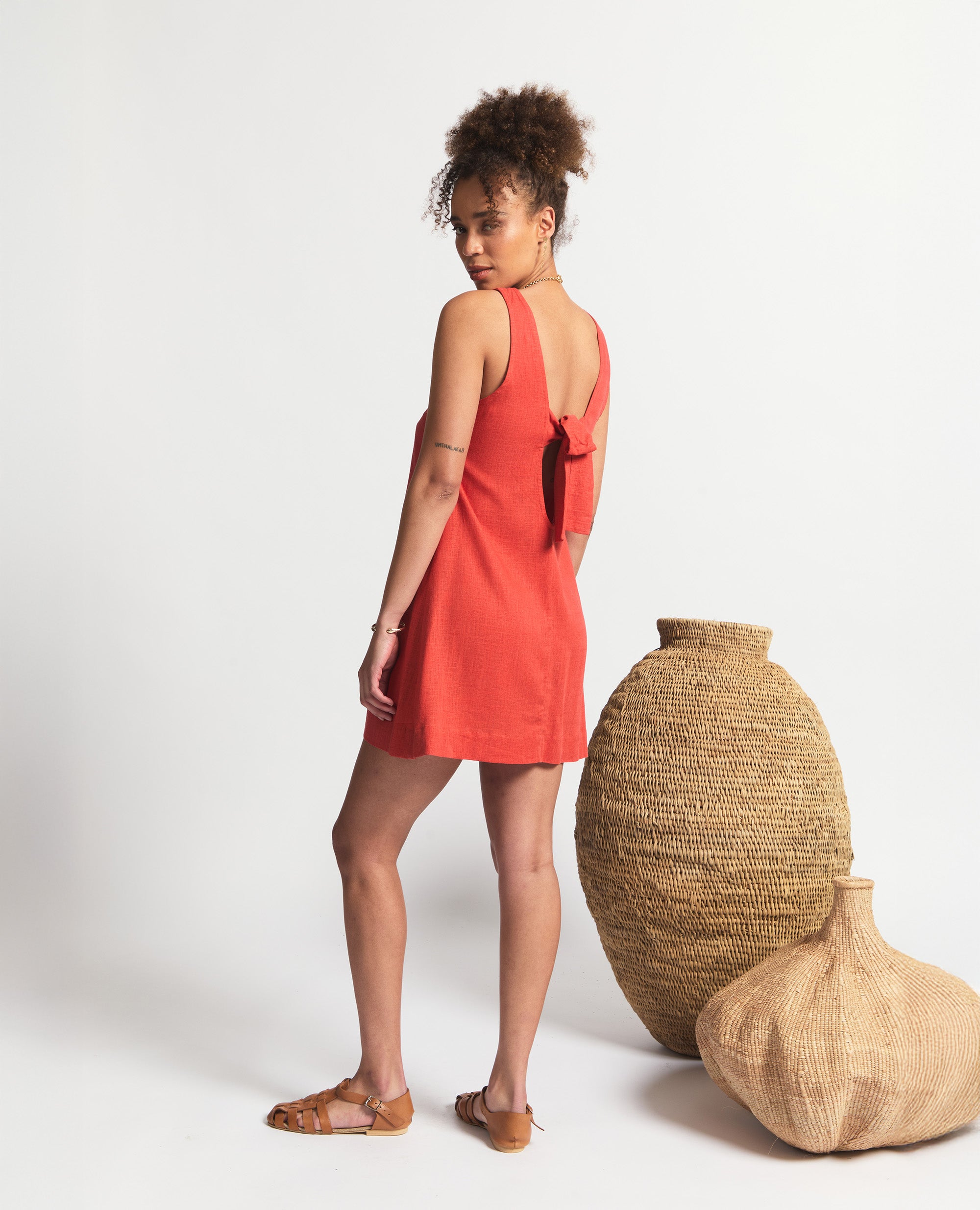 Mini | Sleeveless Open Back A-Line Dress | Berry