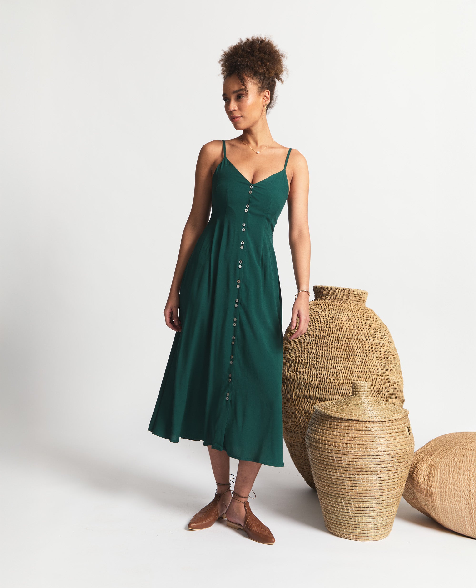 Ione | A-Line Dress | Emerald