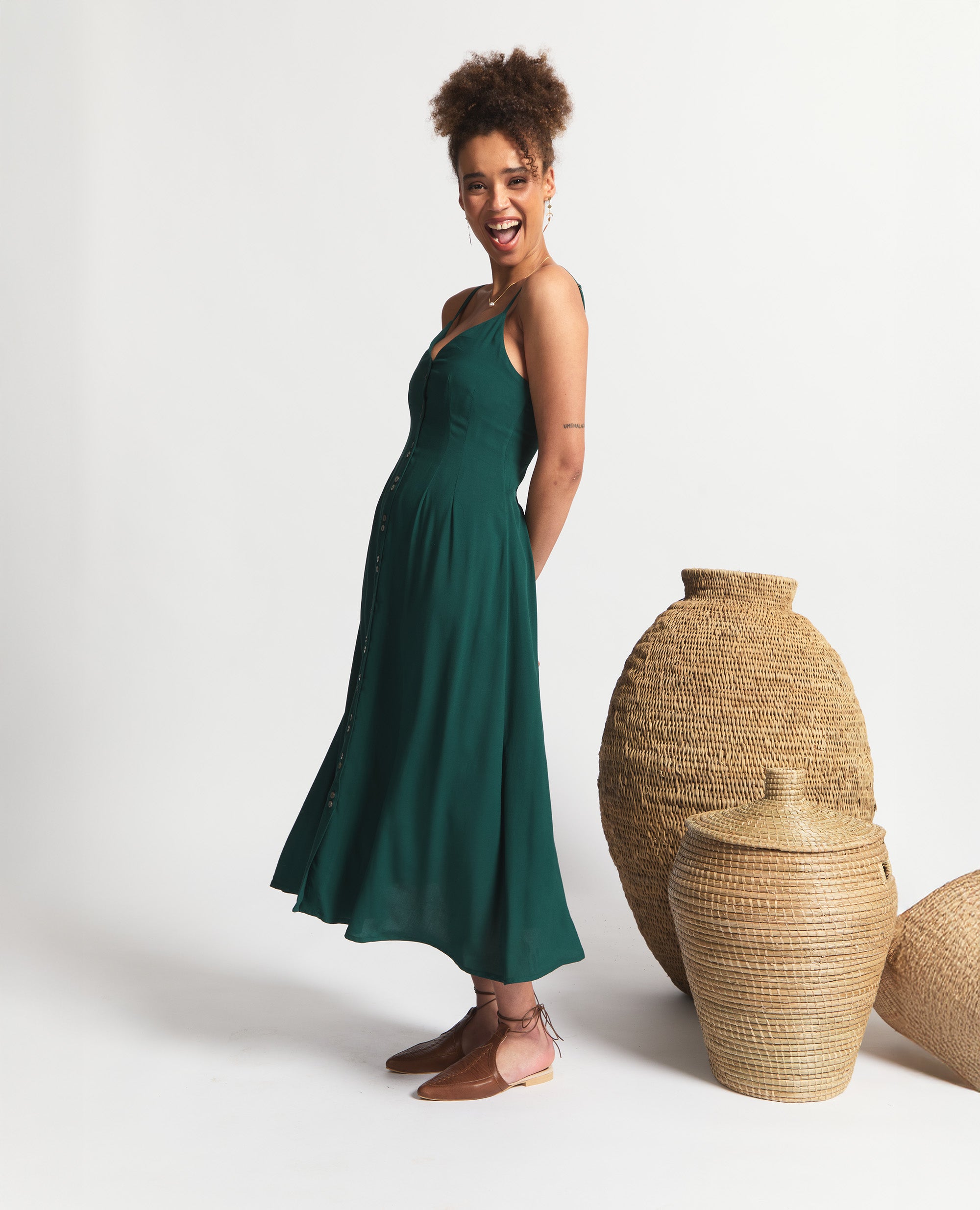 Ione | A-Line Dress | Emerald