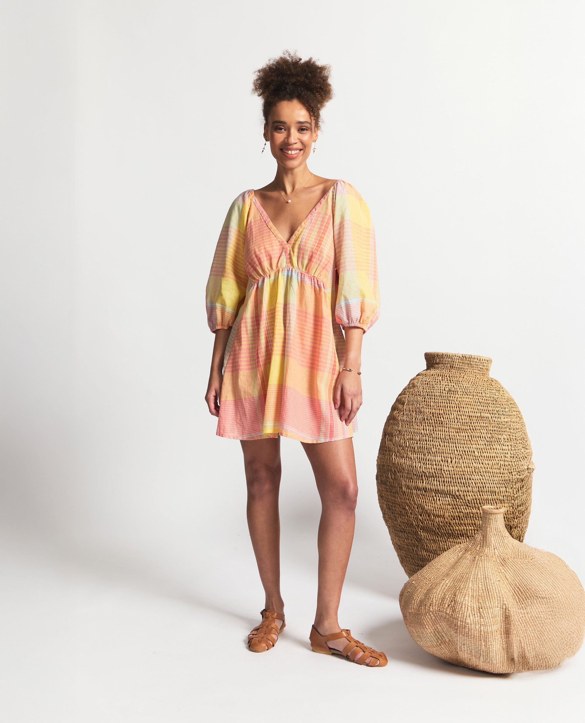 Maisie | Flared A-Line | Tangerine Check