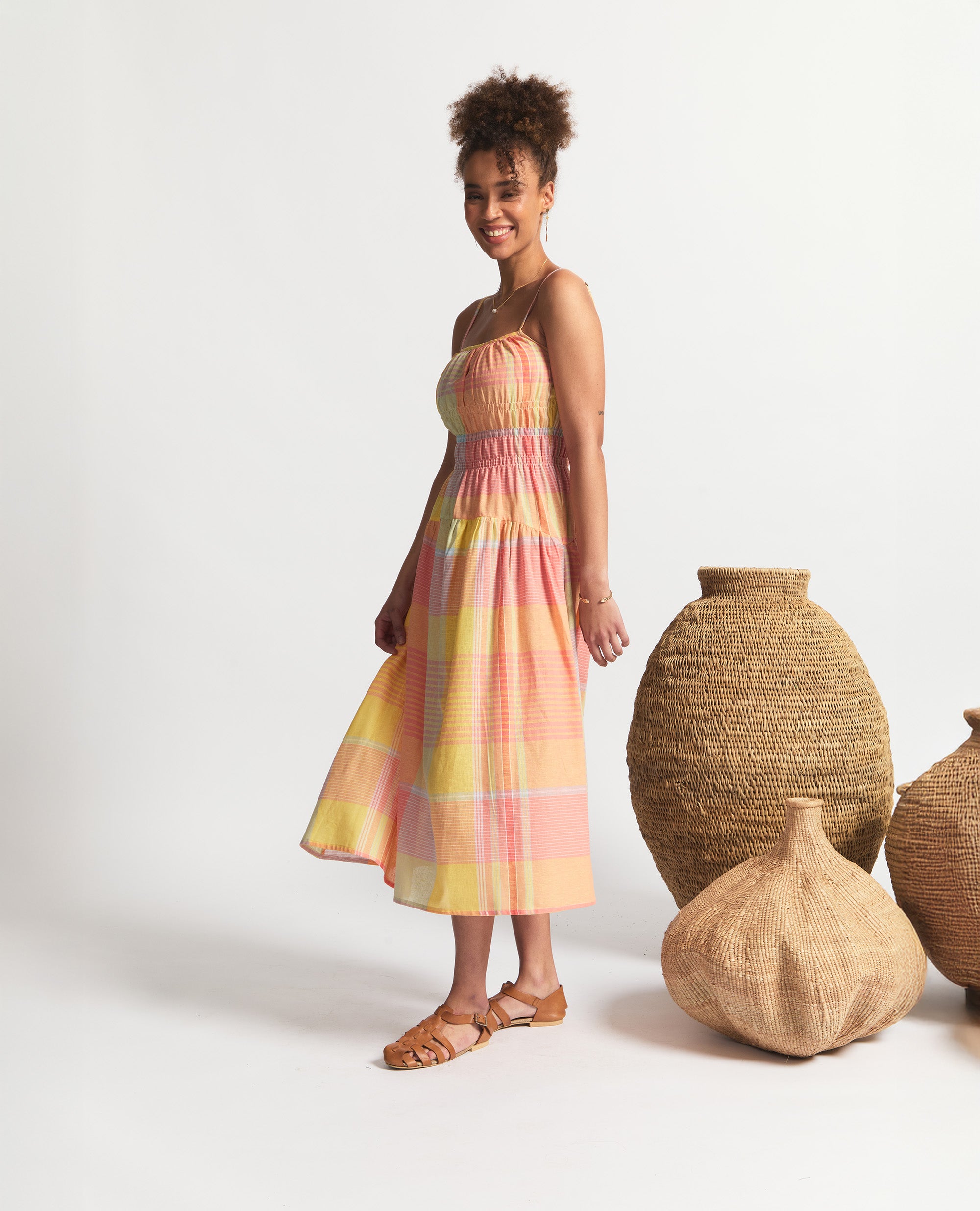 Cola | Maxi Dress | Tangerine Check