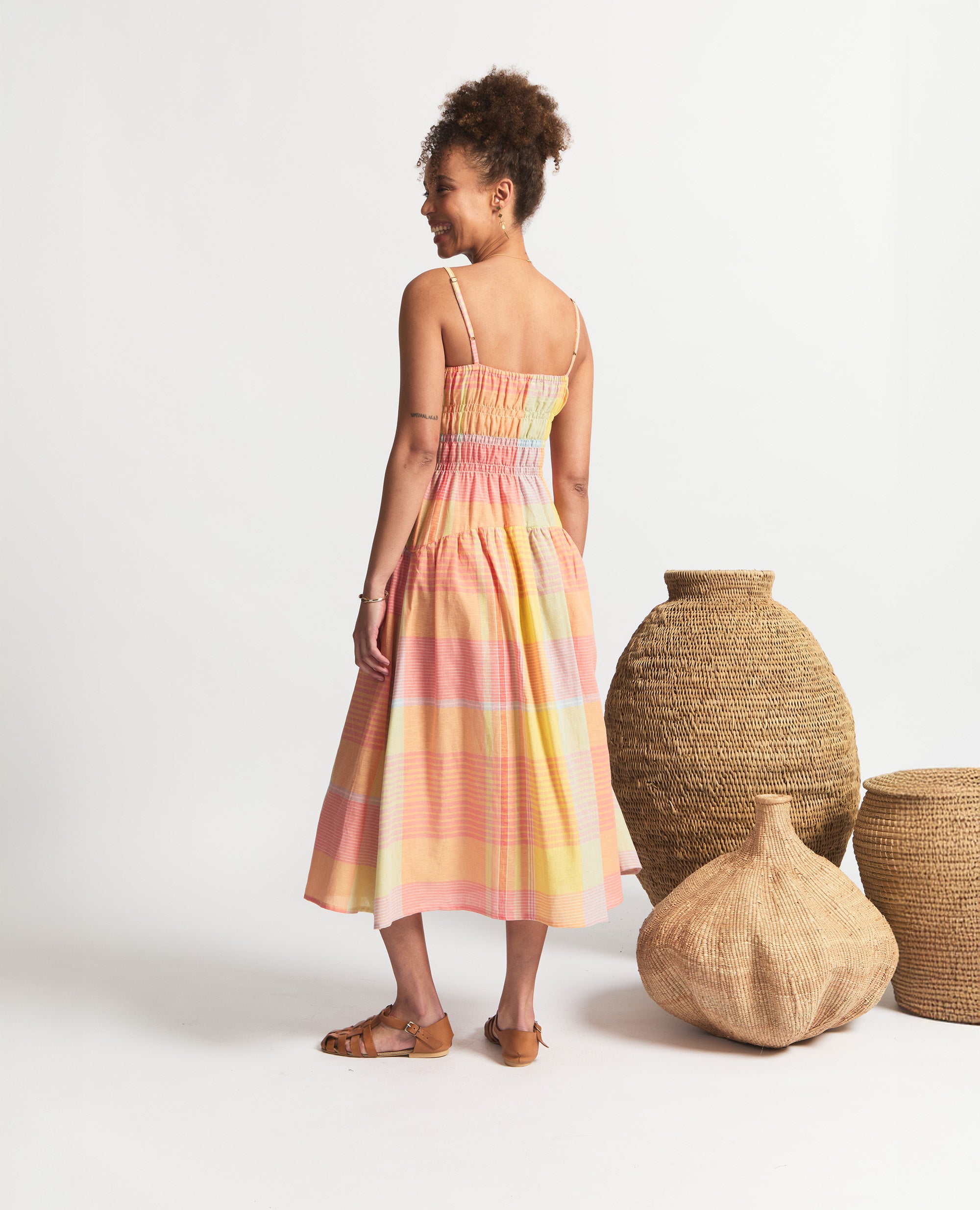Cola | Maxi Dress | Tangerine Check