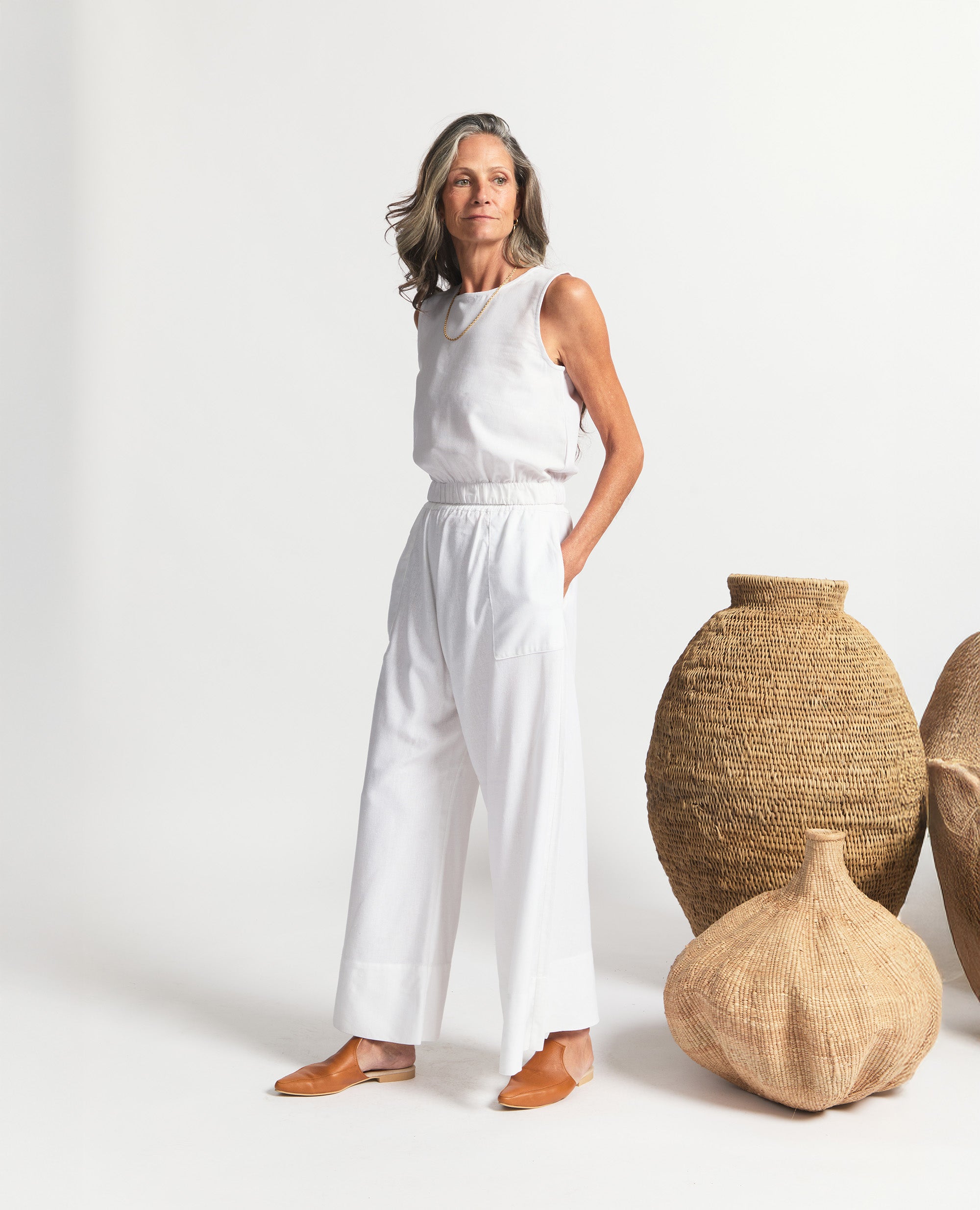 Oshun Pants | Relaxed Fit Wide Length Pants | White
