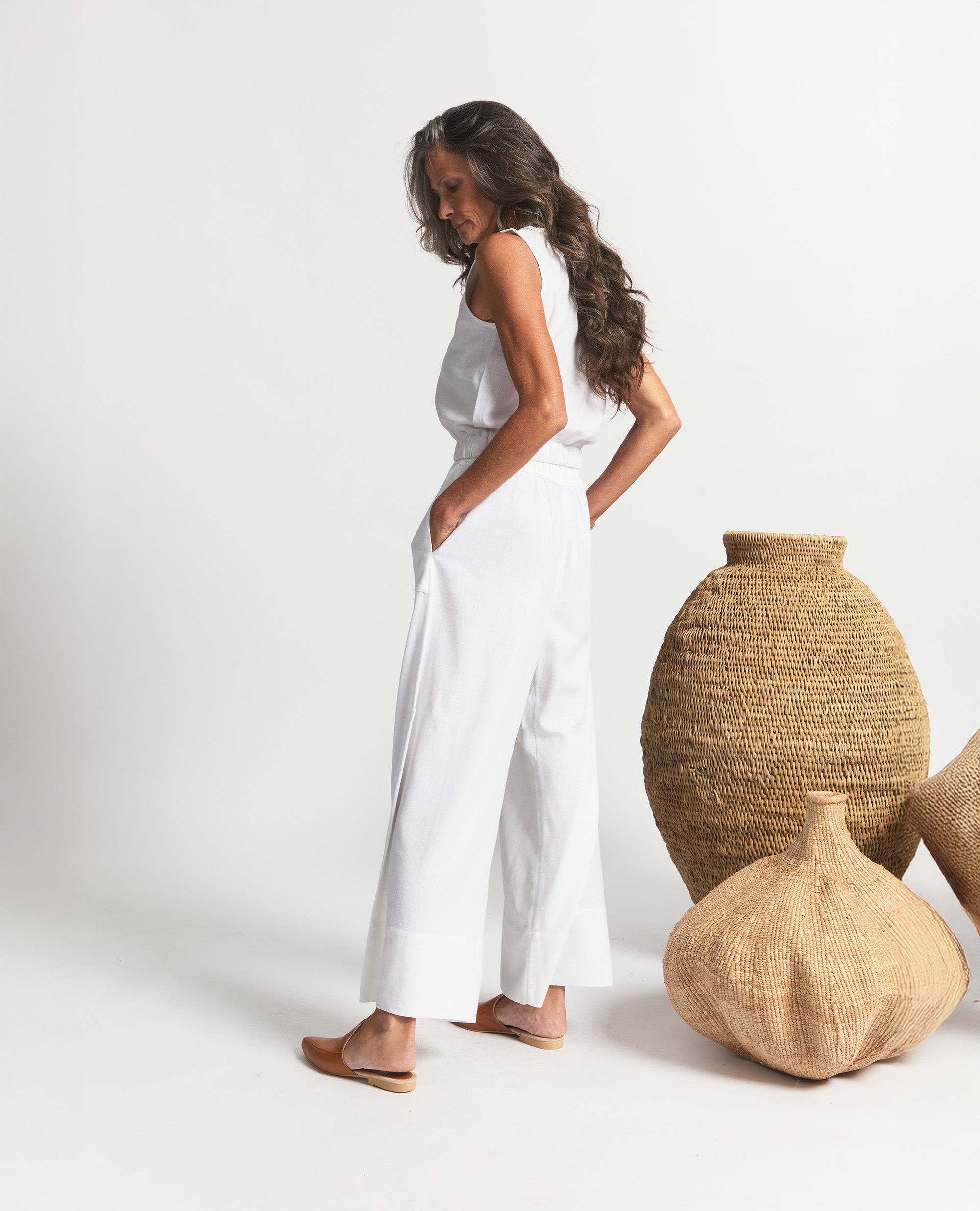 Oshun Pants | Relaxed Fit Wide Length Pants | White