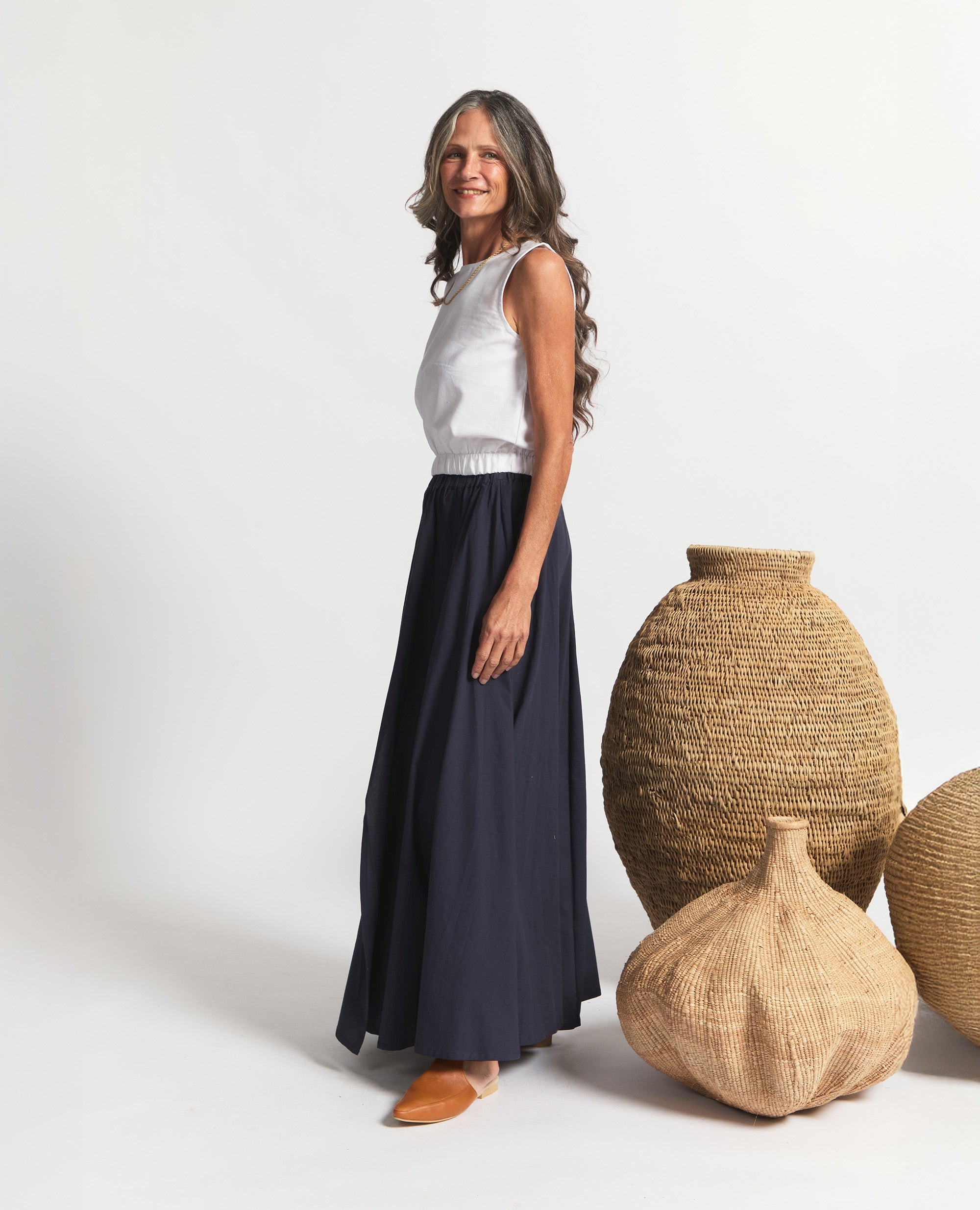 Maxi | Skirt With Slits | Navy