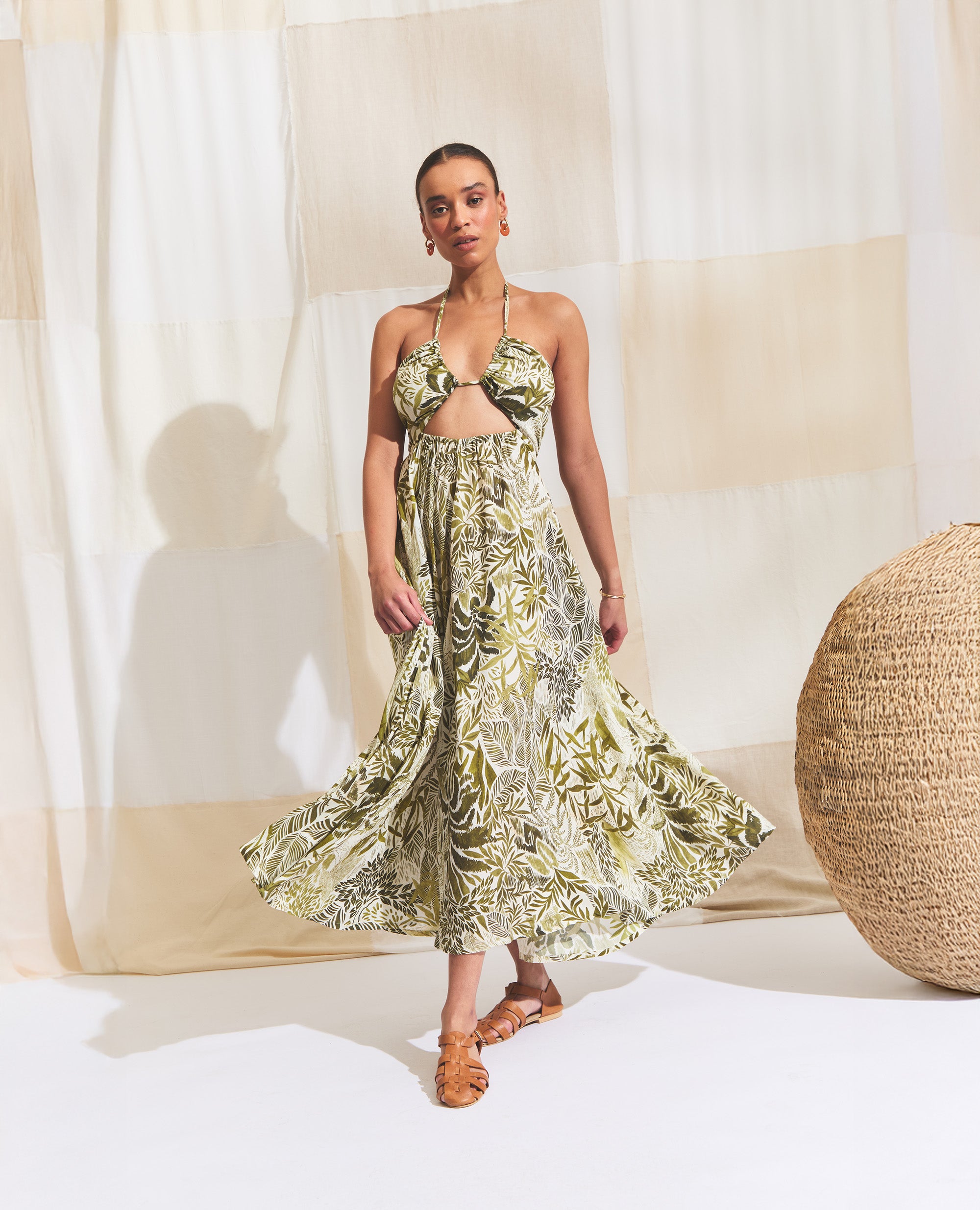 Calypso | Flared Dress | Green Palm