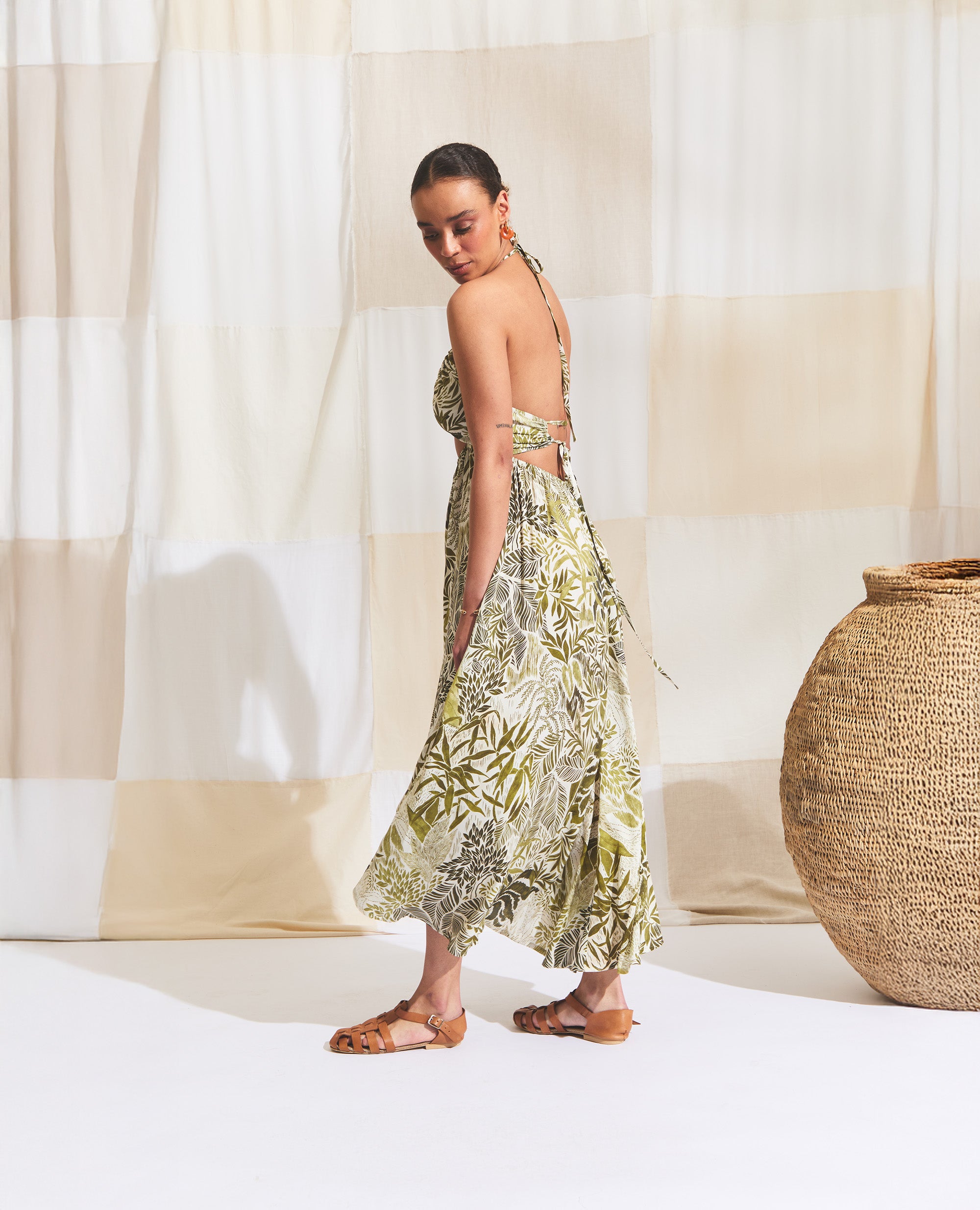 Calypso | Flared Dress | Green Palm