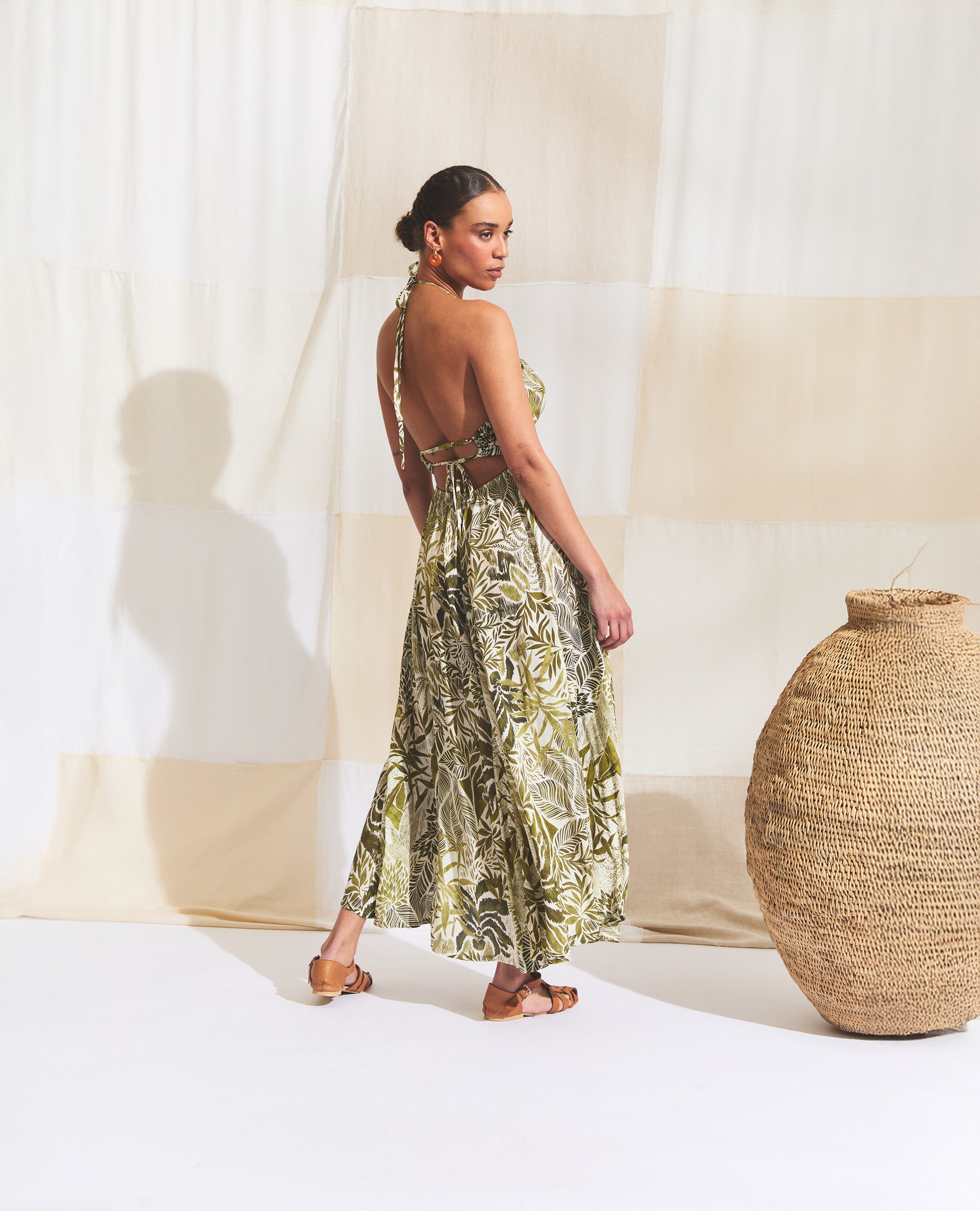 Calypso | Flared Dress | Green Palm