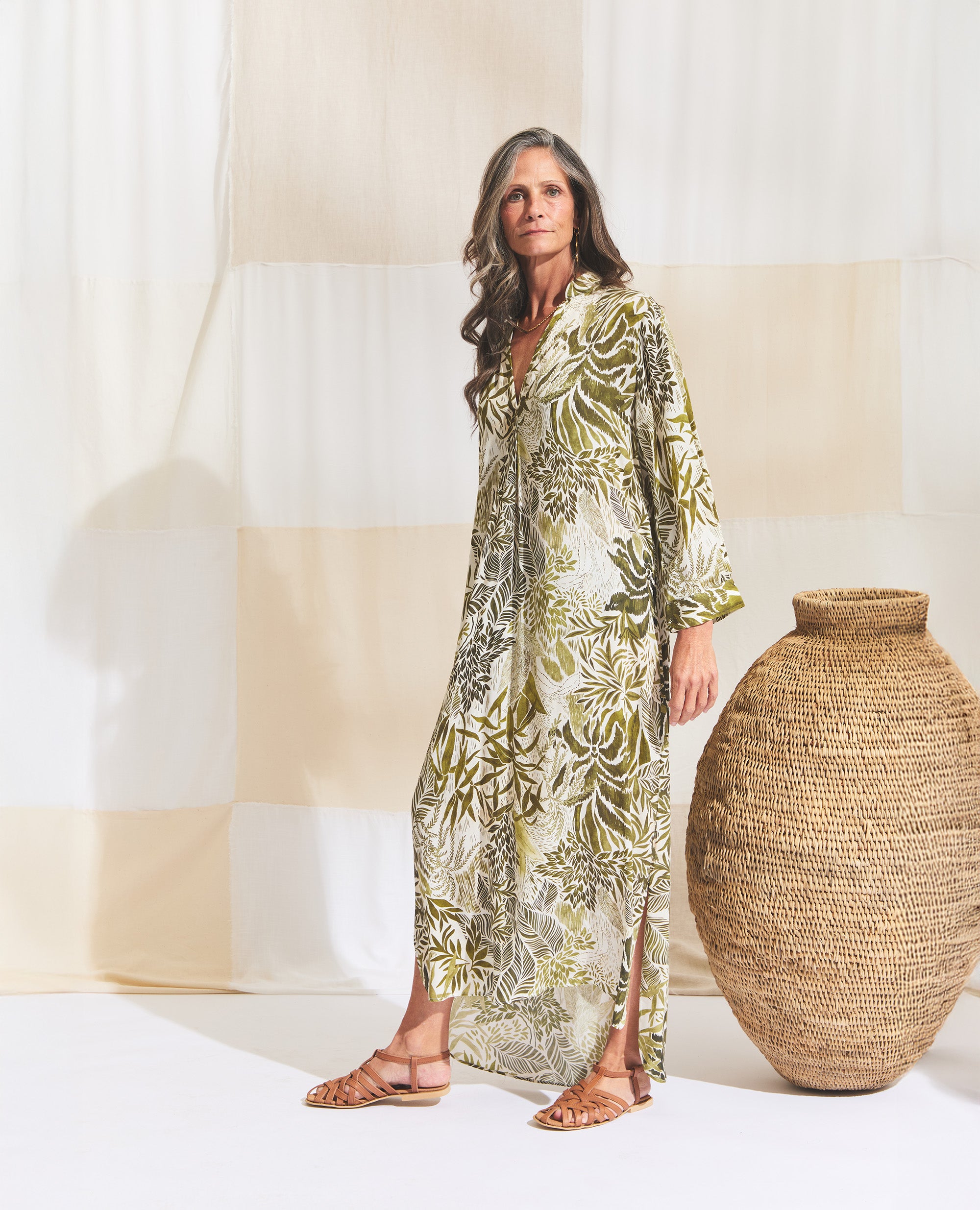 Zanzi | Relaxed Dress | Green Palm