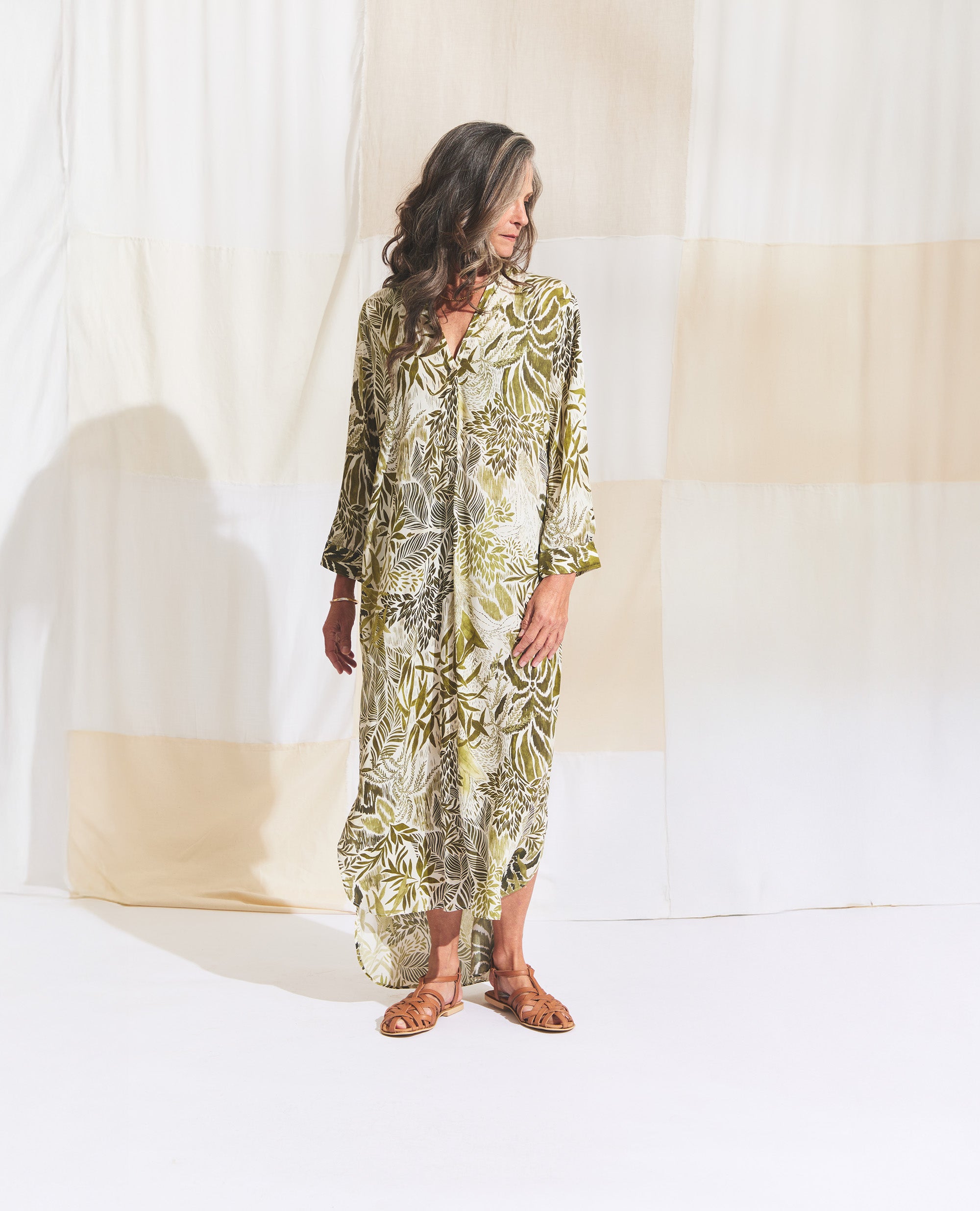 Zanzi | Relaxed Dress | Green Palm