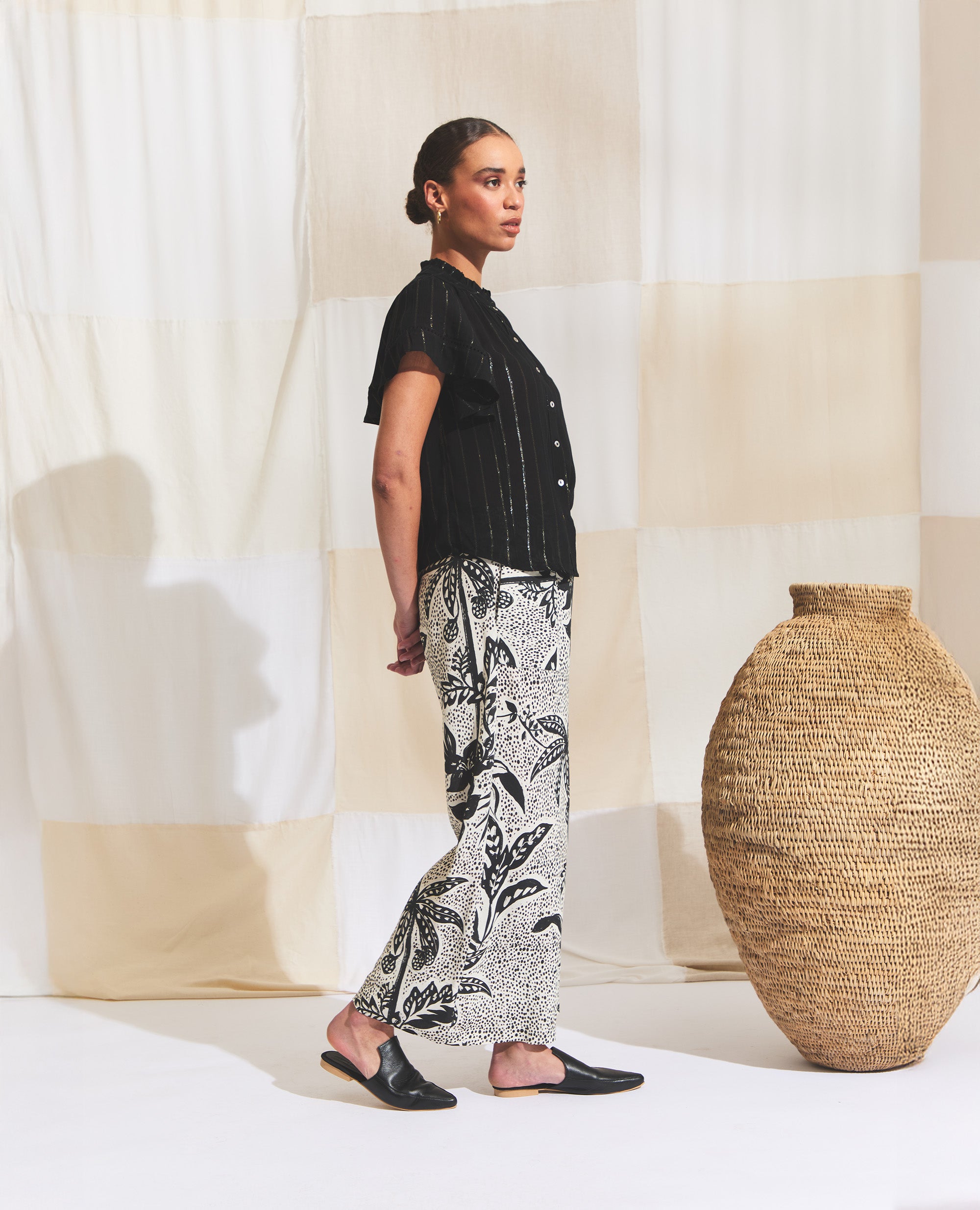 Oshun Pants | Resort | Black & Ecru Jungle