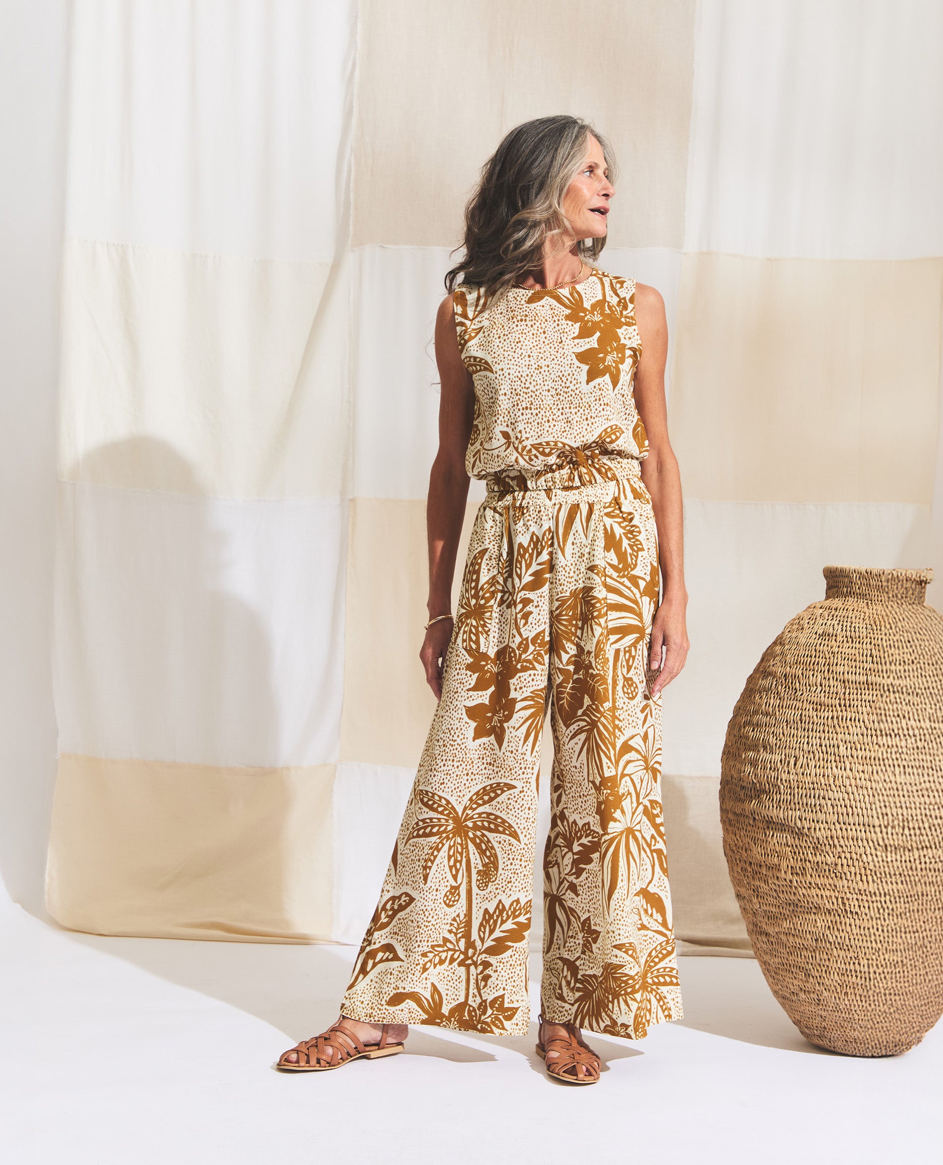 Oshun Pants | Resort | Ochre & Ecru Jungle