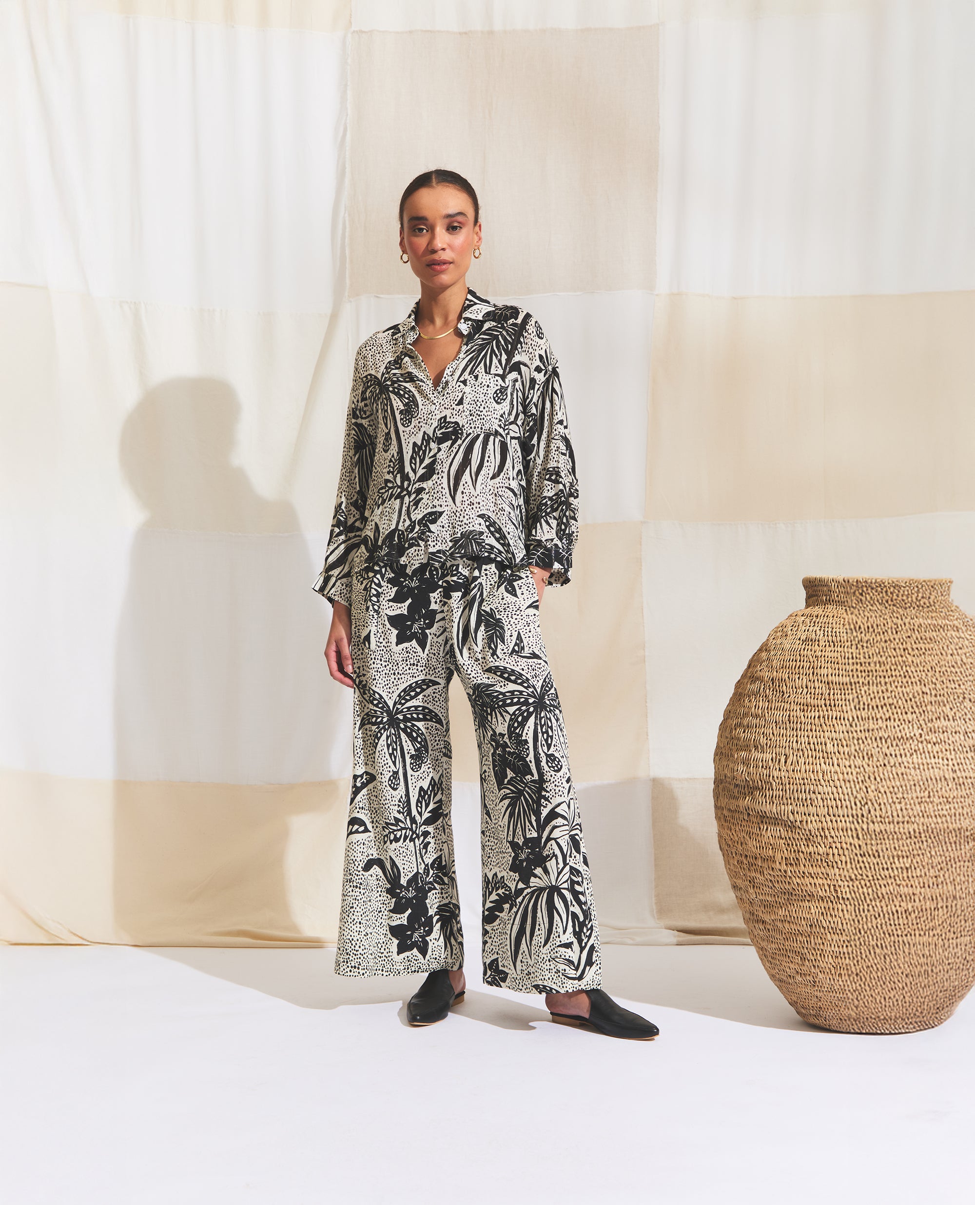 Oshun Pants | Resort | Black & Ecru Jungle