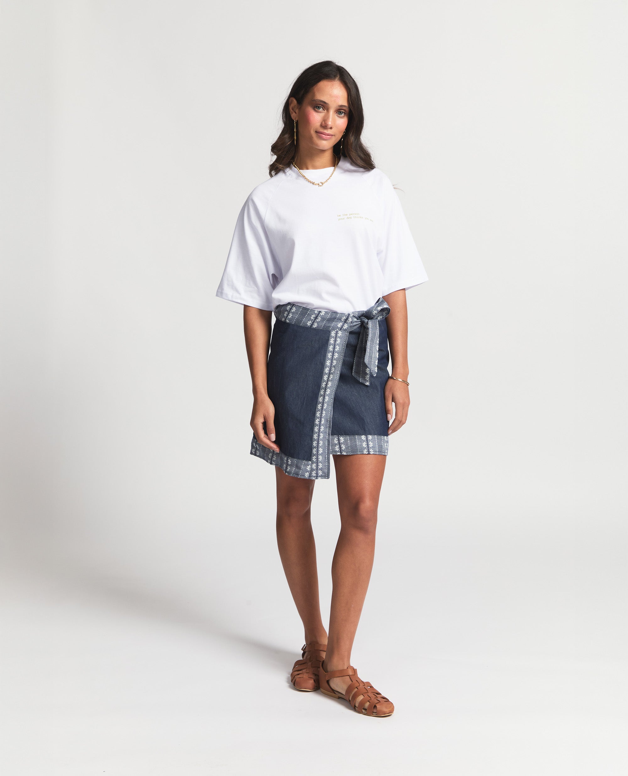 Faye | Mini Wrap Skirt | Navy Flower