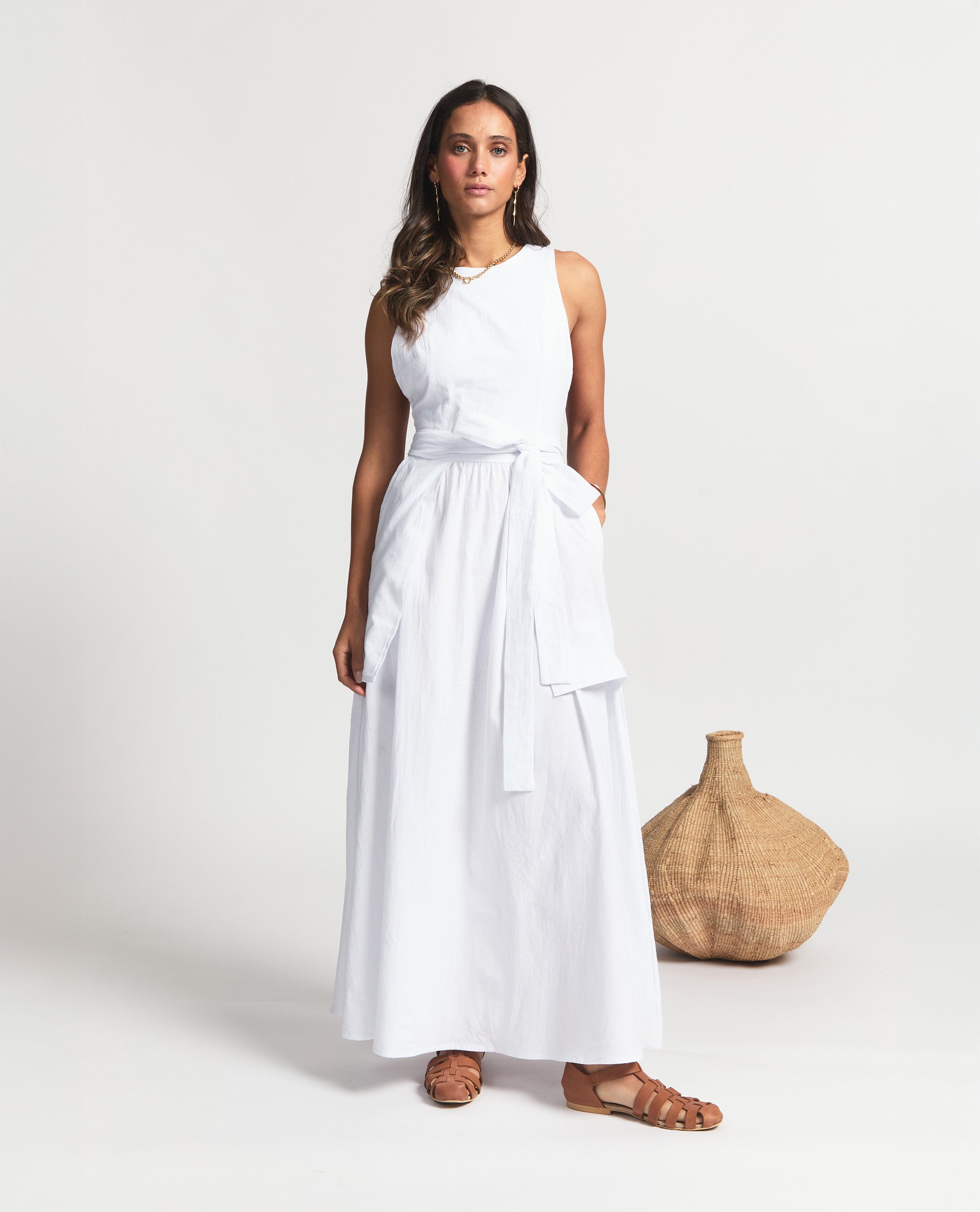 Sebastine | Three Way Tie Maxi Dress | White