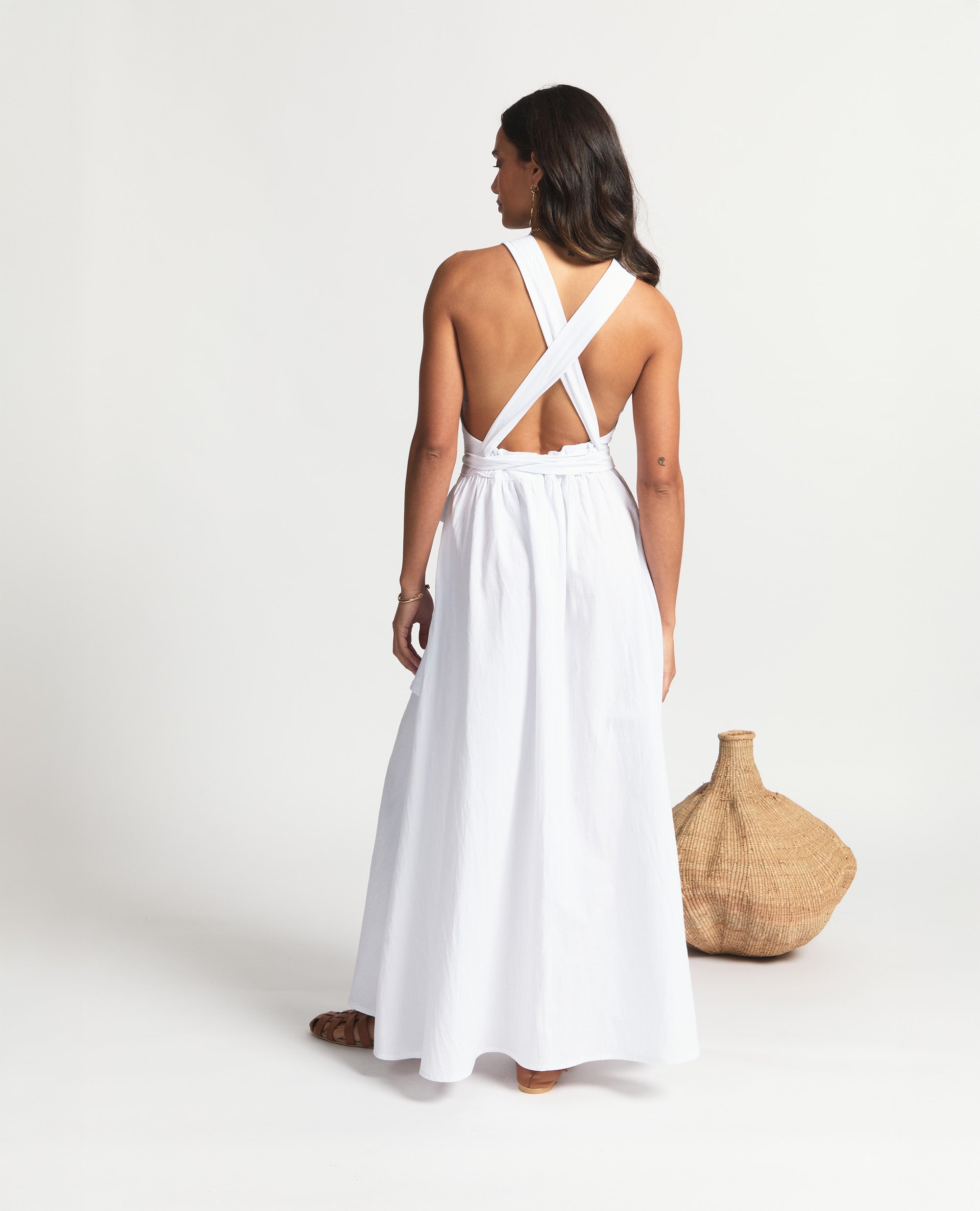 Sebastine | Three Way Tie Maxi Dress | White