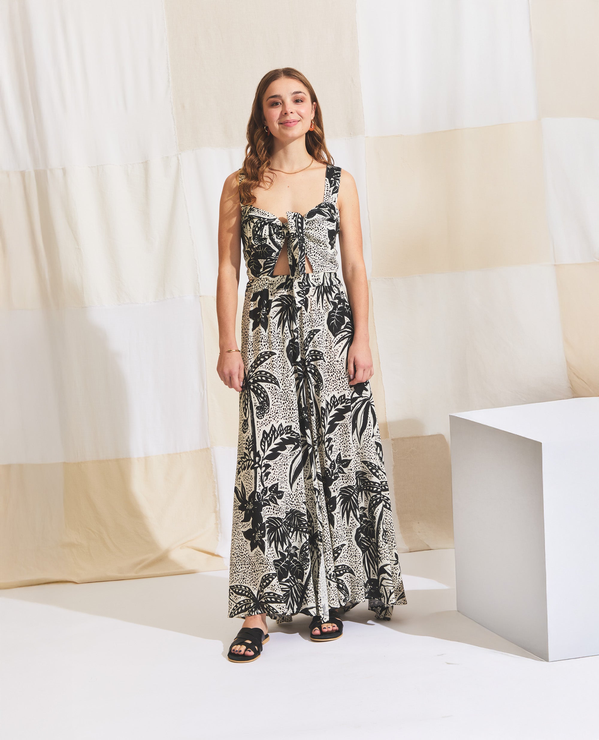 Calista | Two Piece Set | Black & Ecru Jungle