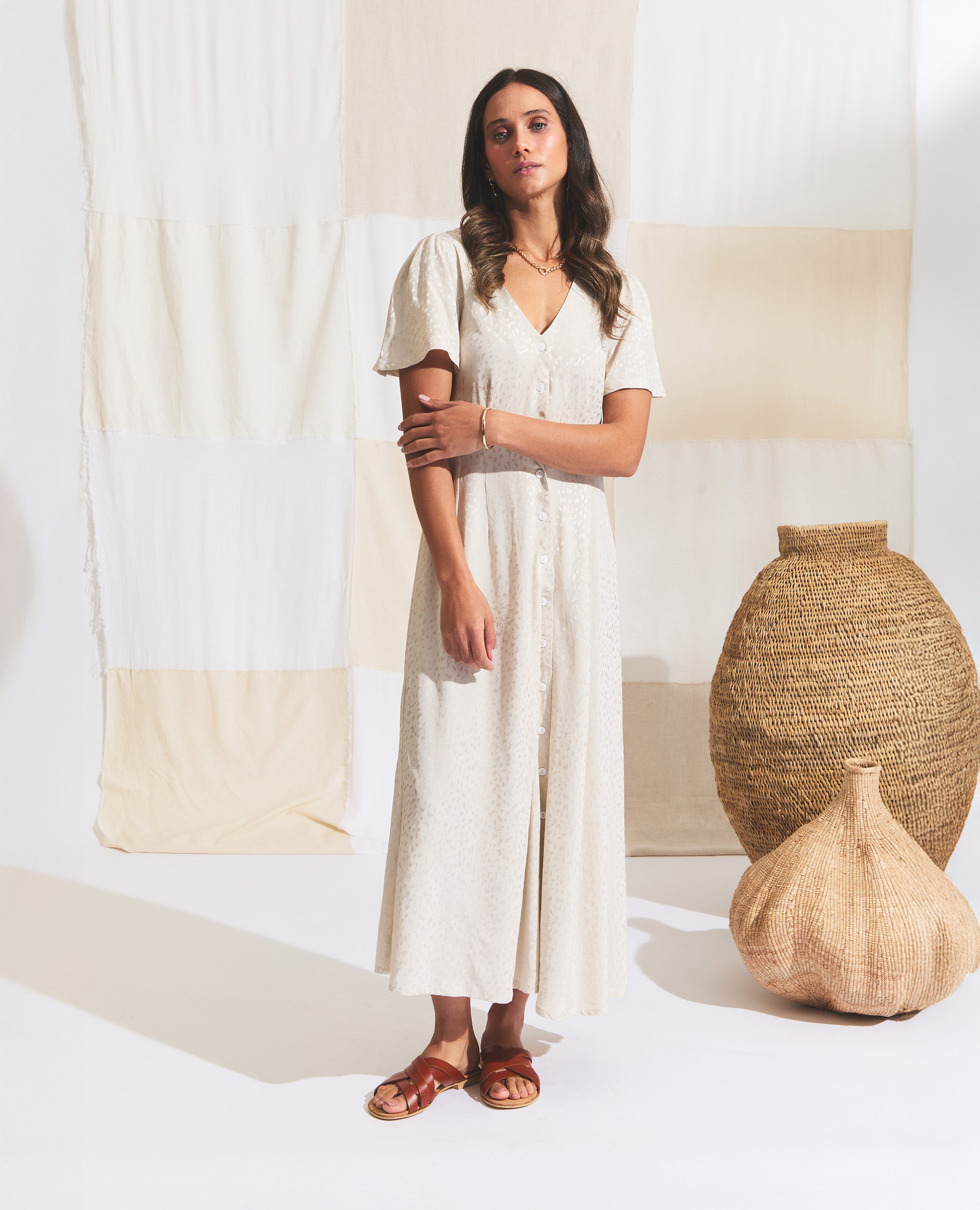 Zorya | Flutter Sleeve Dress | Sohocare Ivory