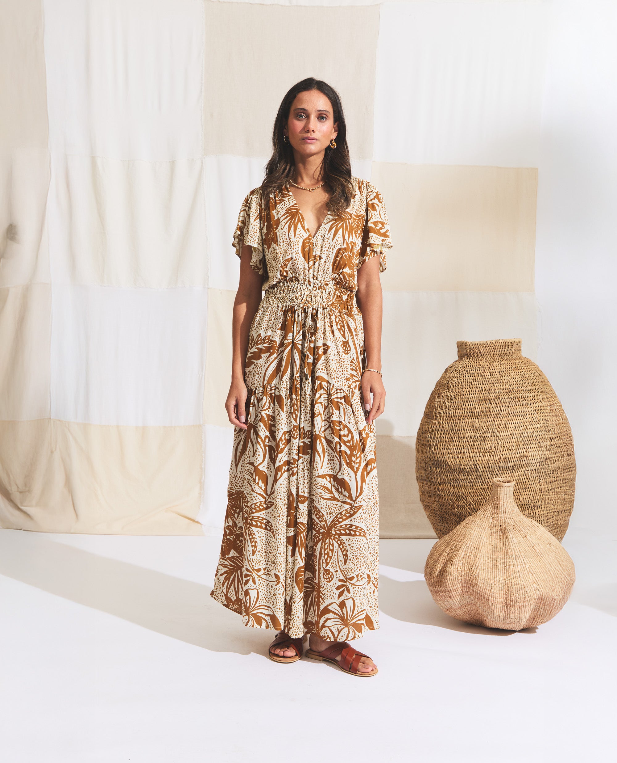 Daya | Maxi Dress | Ochre & Ecru Jungle