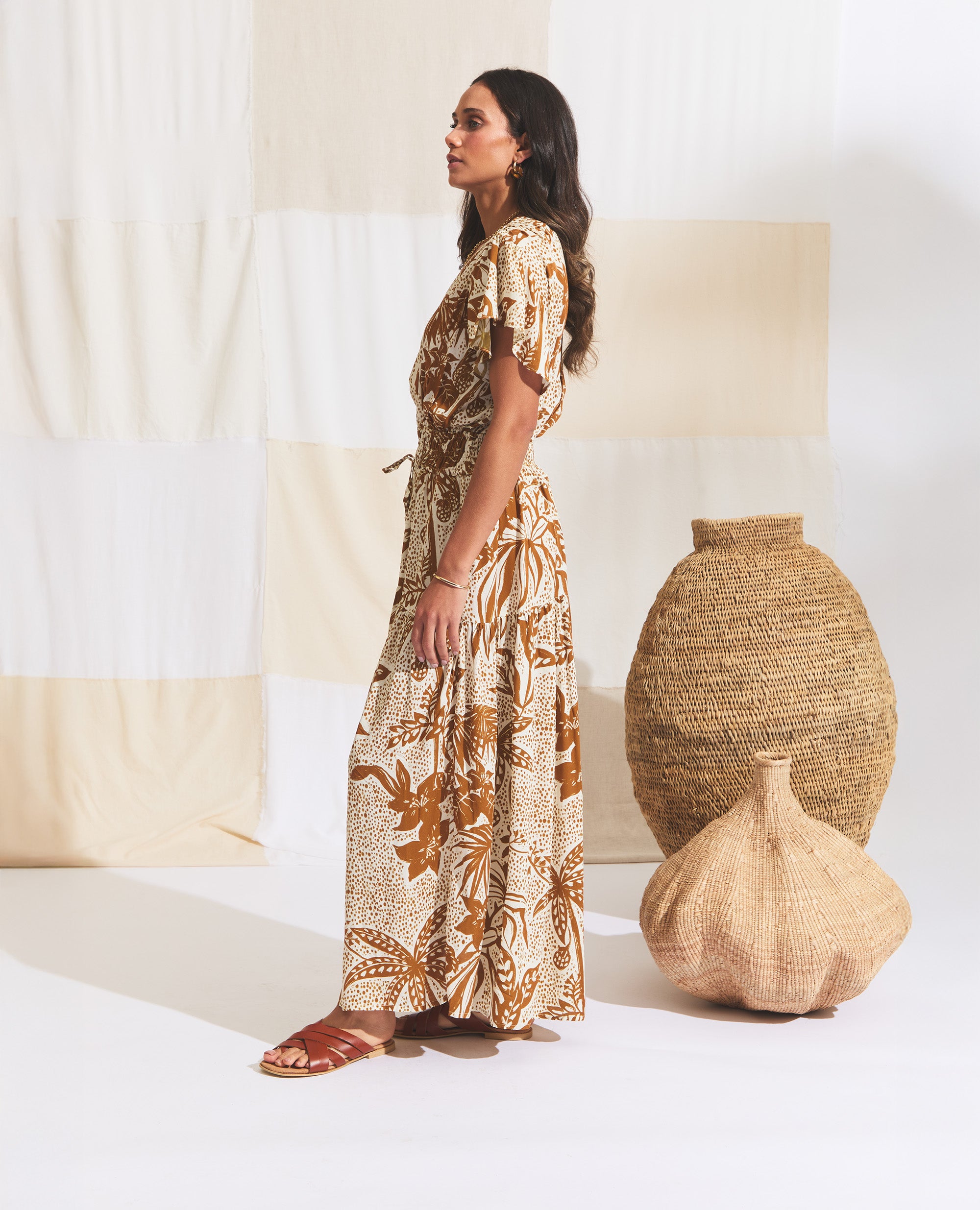 Daya | Maxi Dress | Ochre & Ecru Jungle