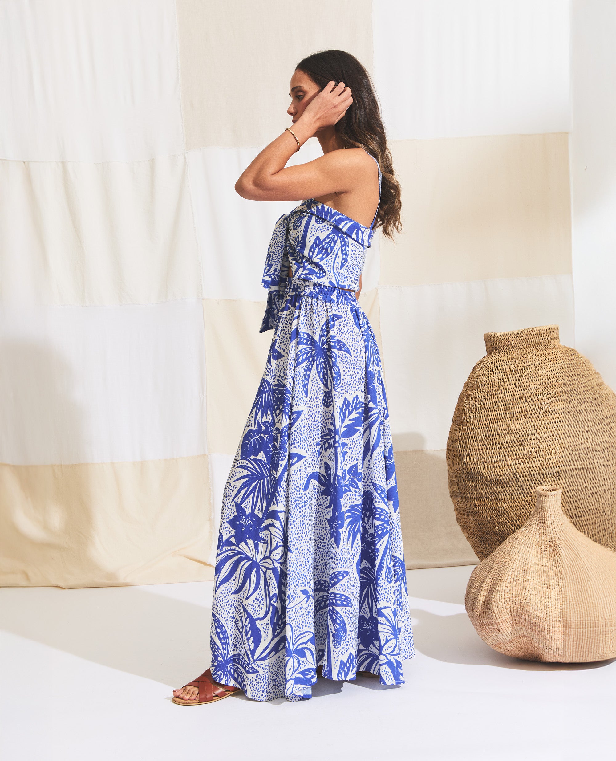 Calista | Two Piece Set | Cobalt & Ecru Jungle