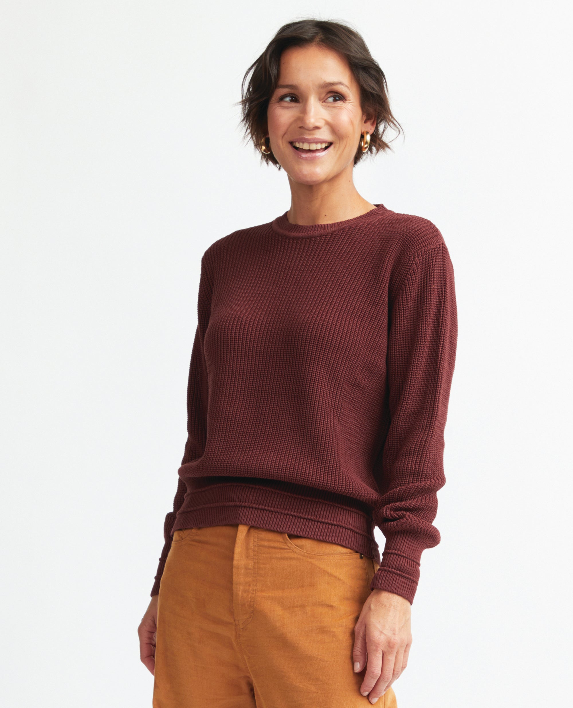 Aspen | Round Neck Cotton Jersey | Burgundy