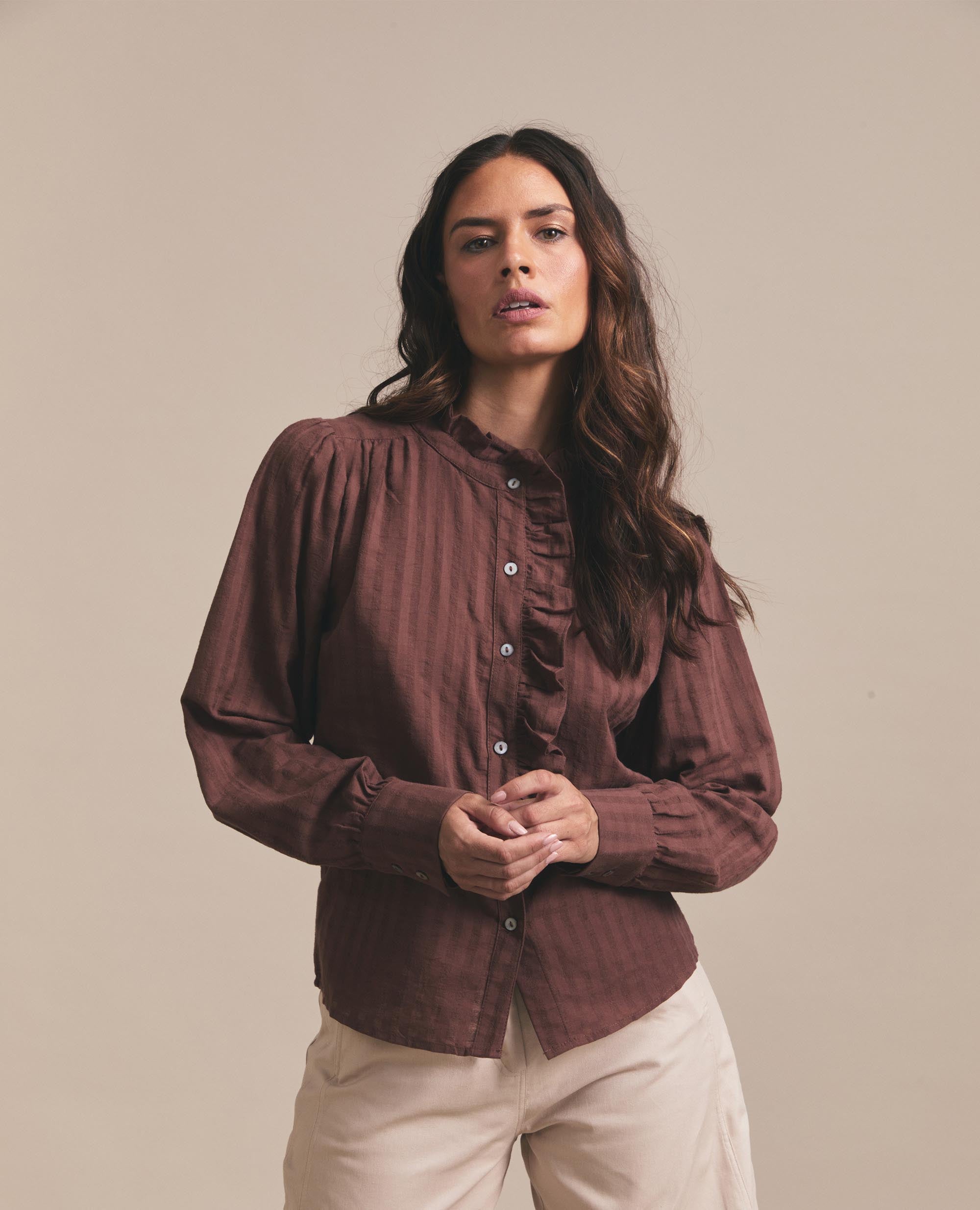 Juliette | Button Up Blouse | Chocolate