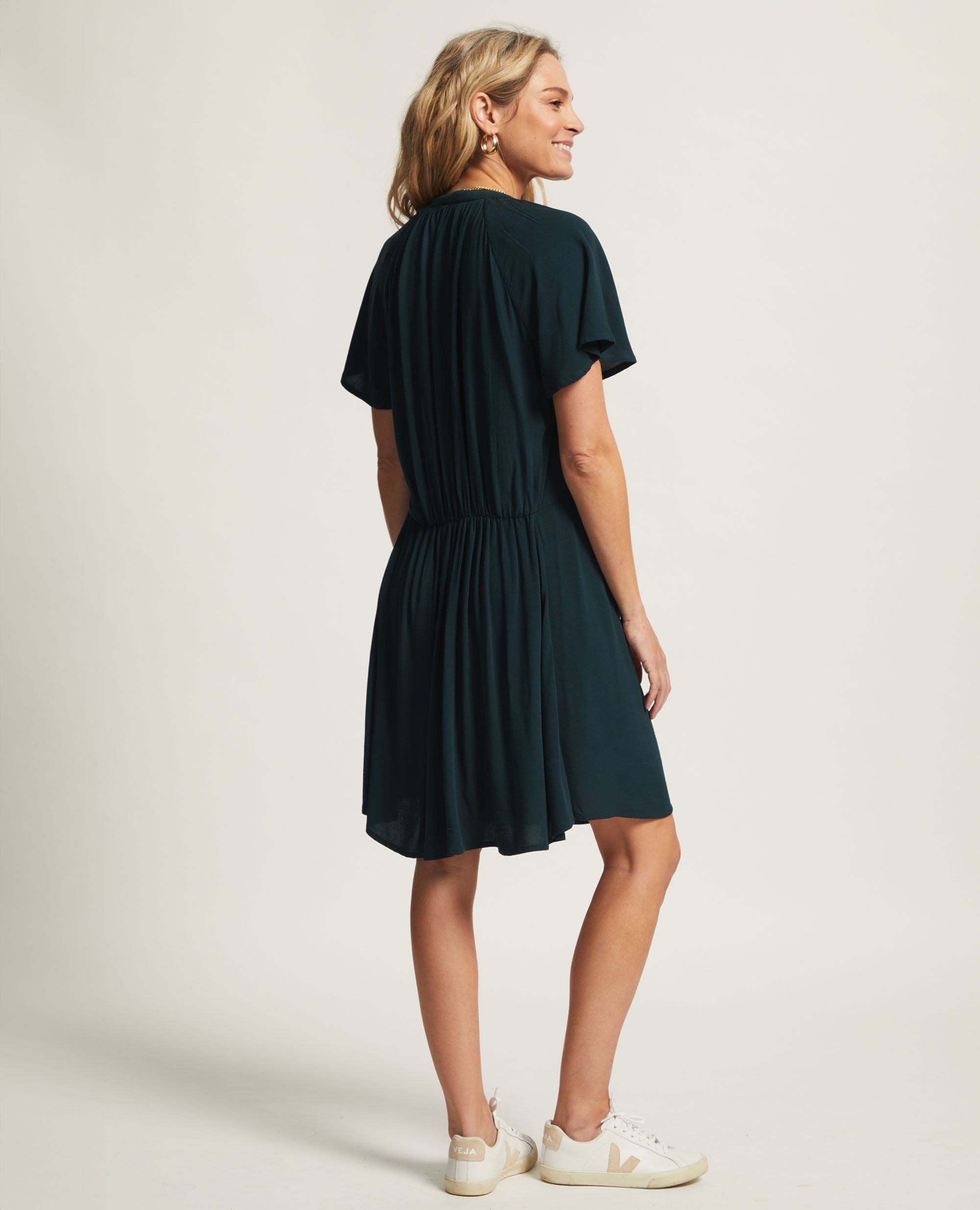 Calabria | Flutter Sleeve Elasticated Dress