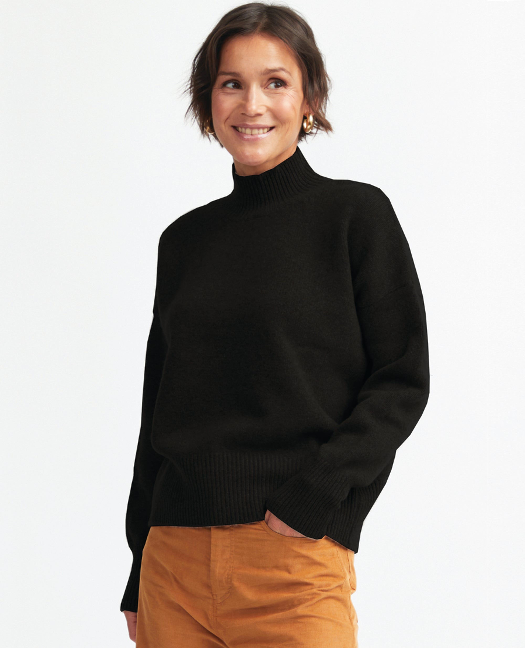 Cocoon | High Neck Jersey | Black & Sage