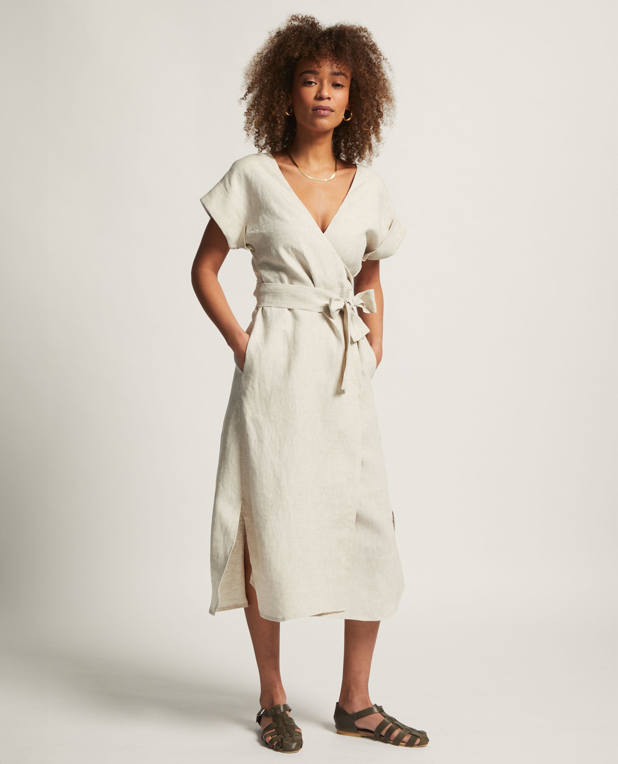 Corry | Linen Wrap Dress | Natural