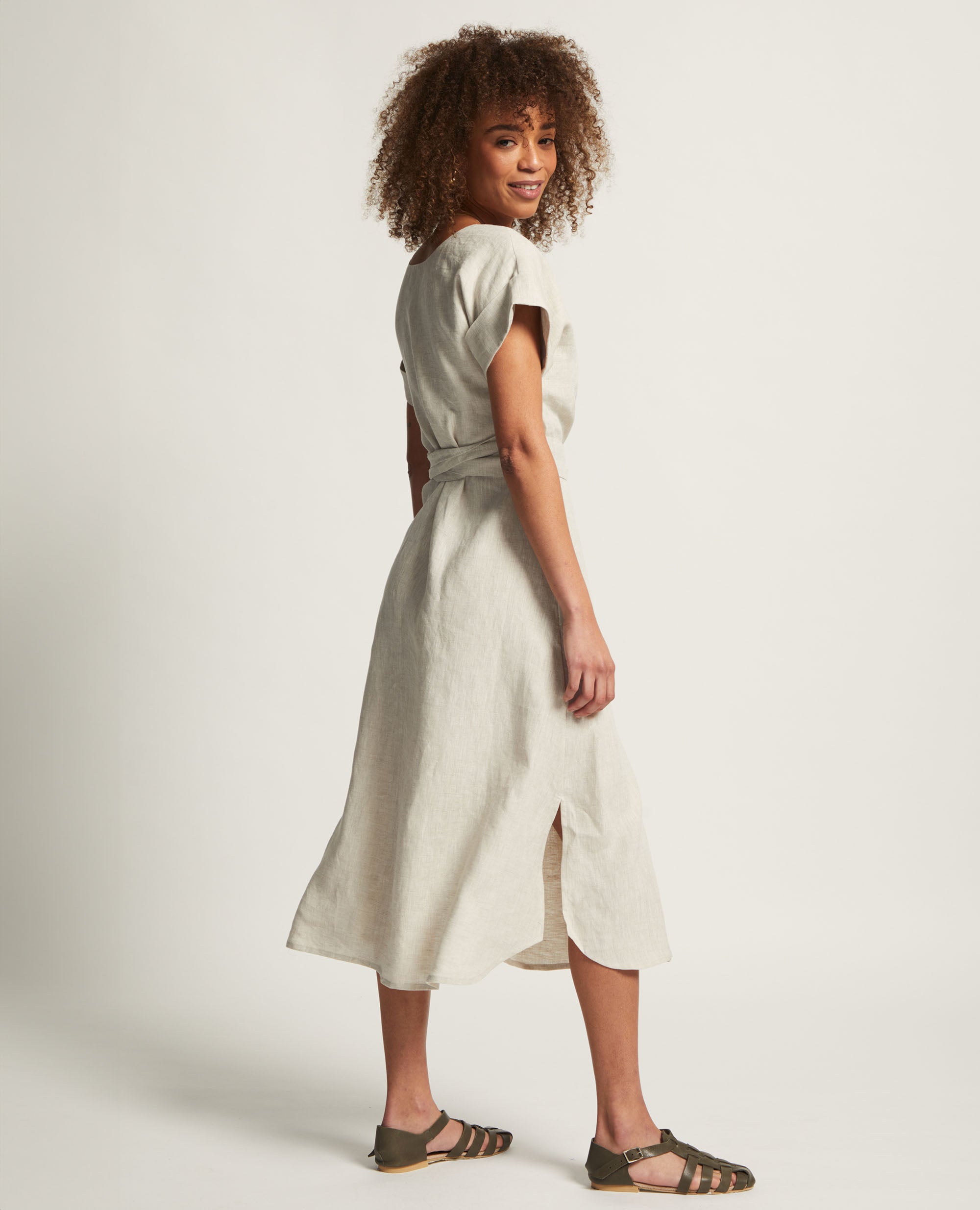 Corry | Linen Wrap Dress | Natural