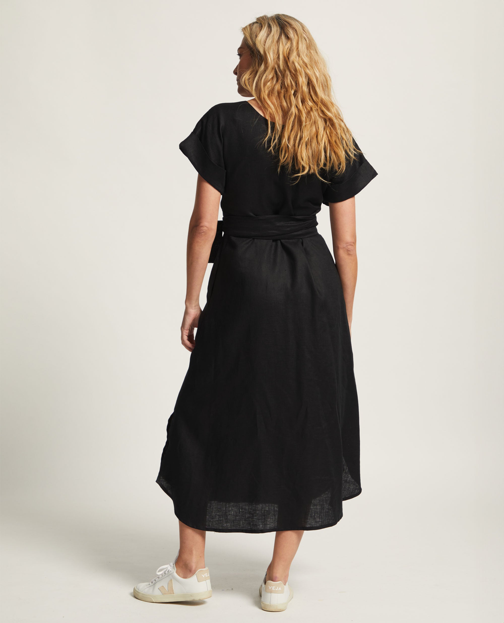 Corry | Linen Wrap Dress | Black