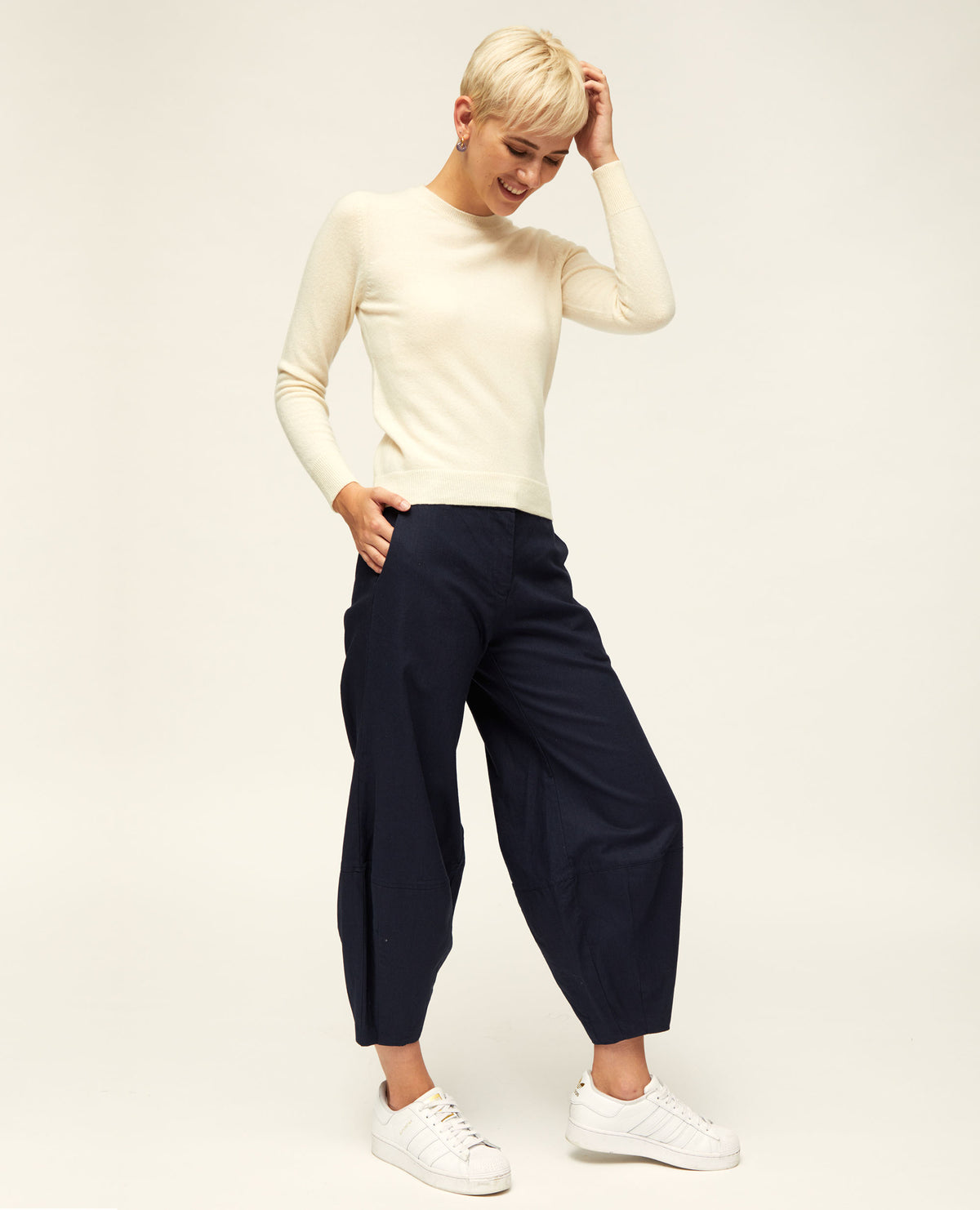 Elm Core | Barrel Leg Trousers | Navy Slub