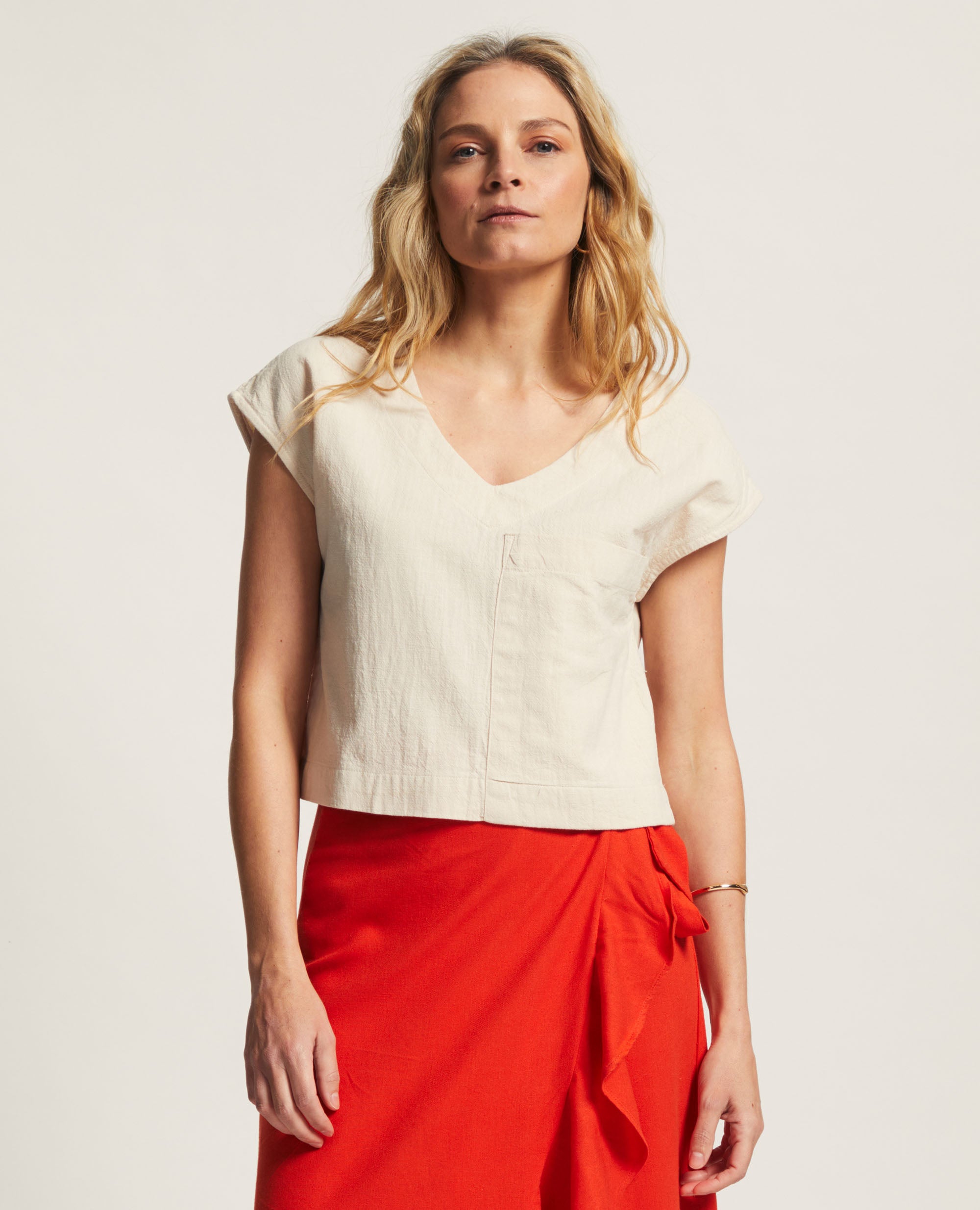 Fawn | Cropped Blouse with Square Pocket
