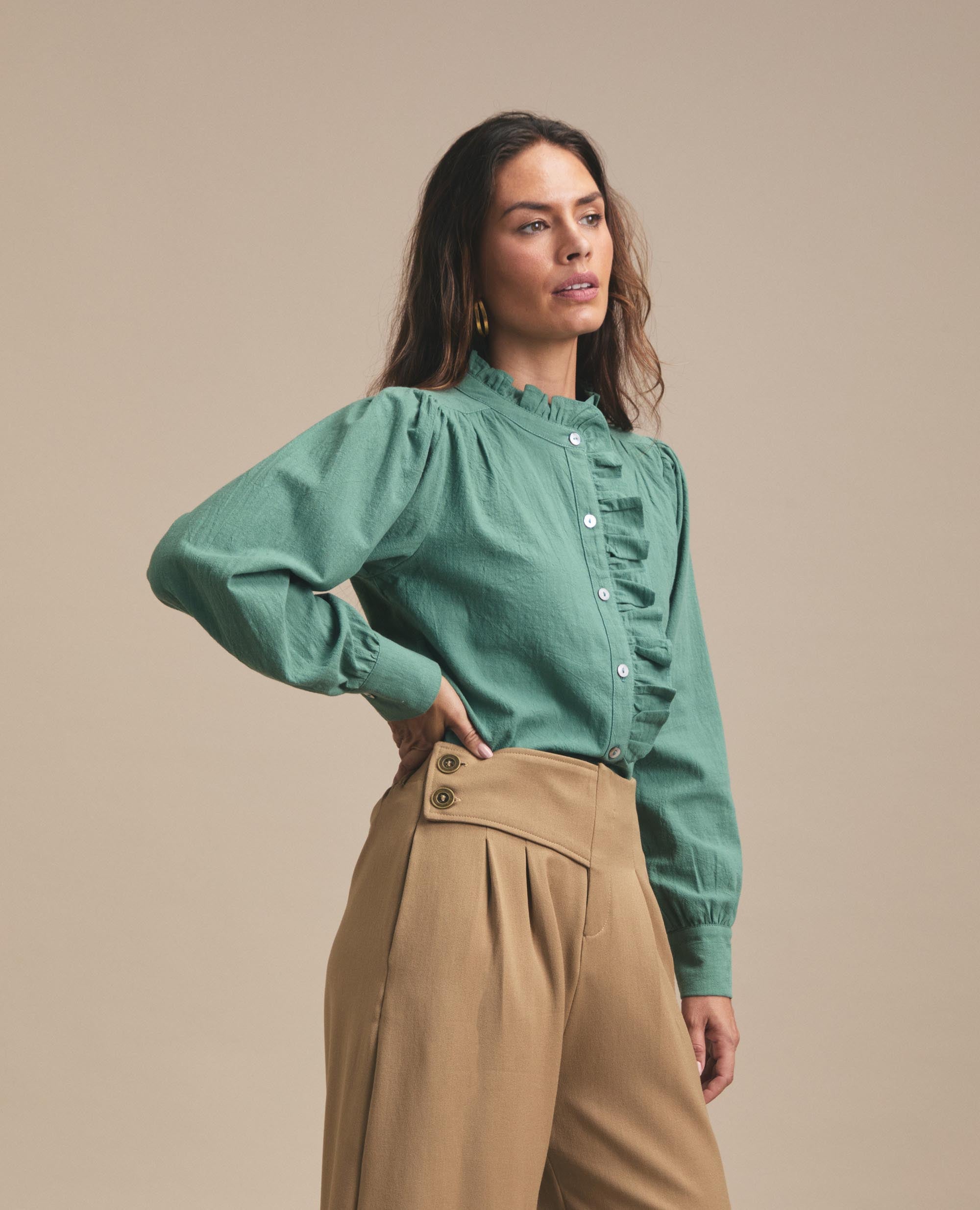 Juliette | Button Up Blouse | Jade