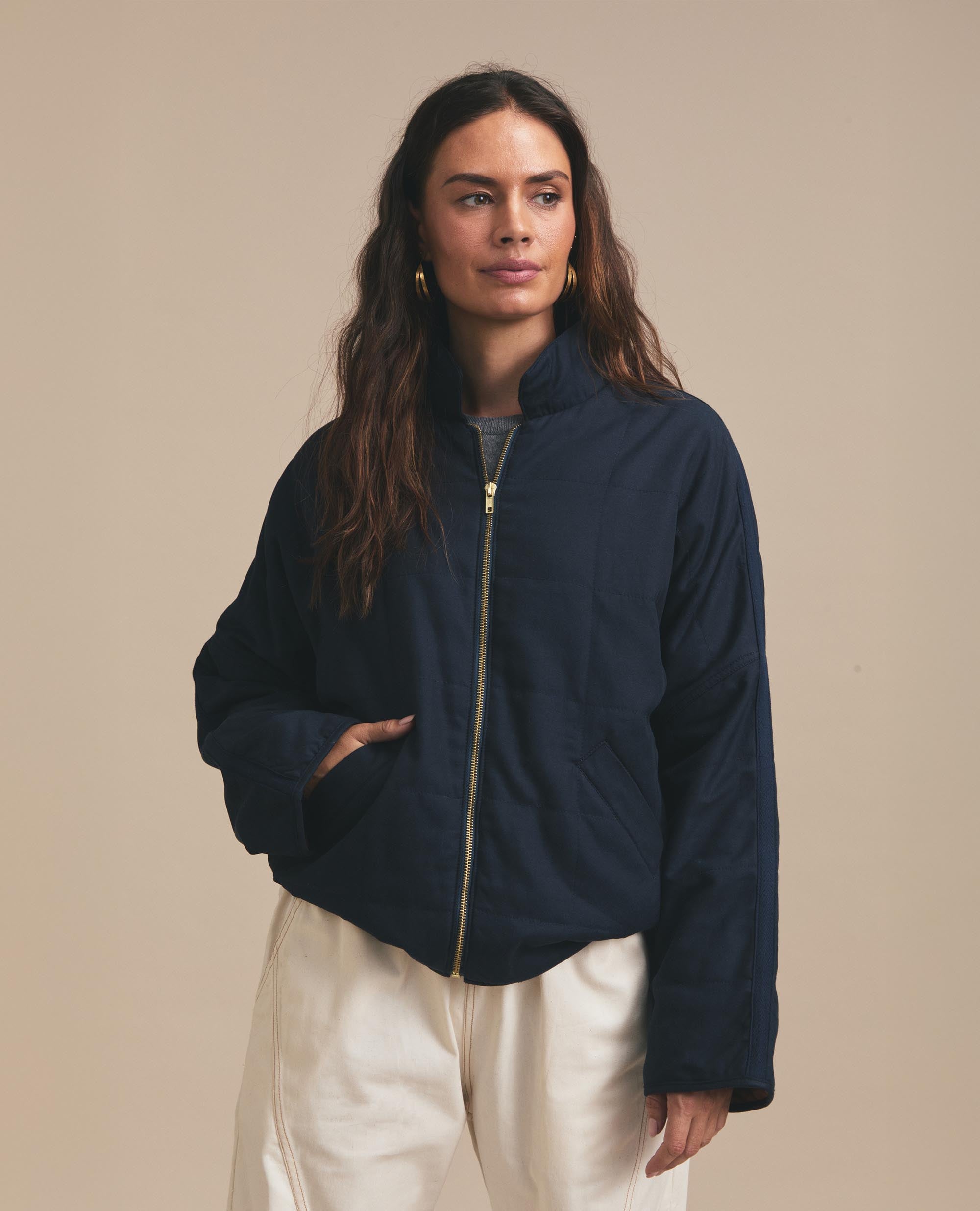 Quilt | Zip Up Jacket | Navy