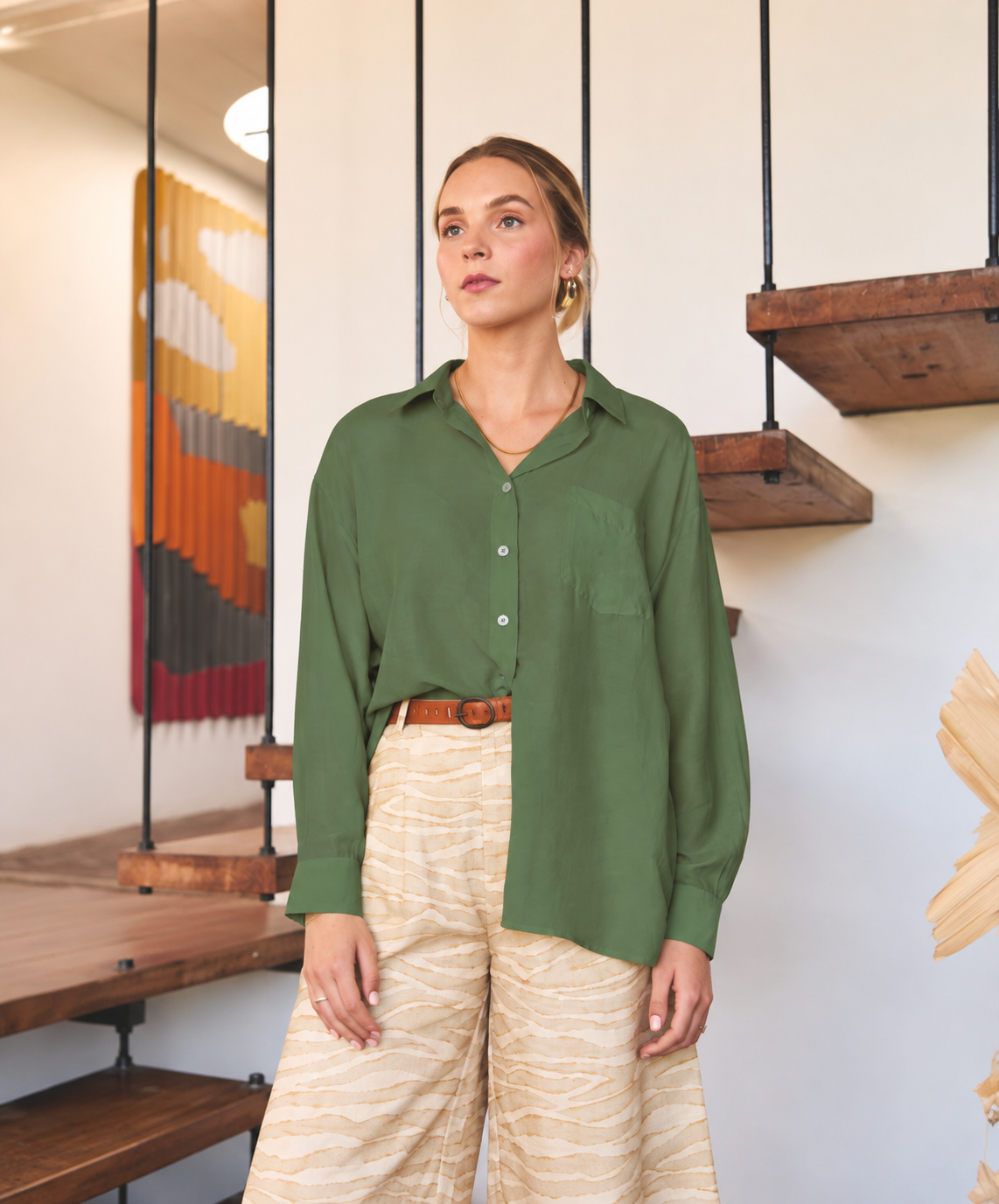 Sahara | Oversized Button-Up | Moss