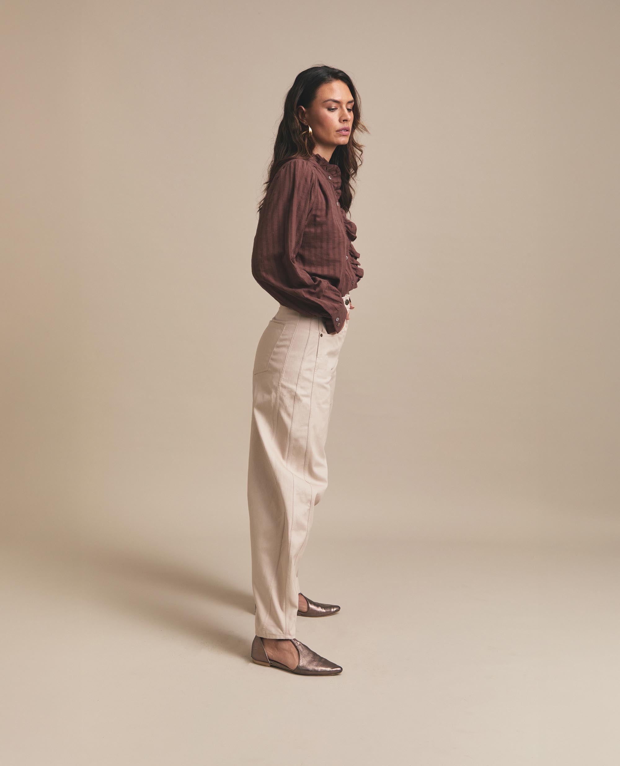 Bow | Barrel Leg Trouser | Stone